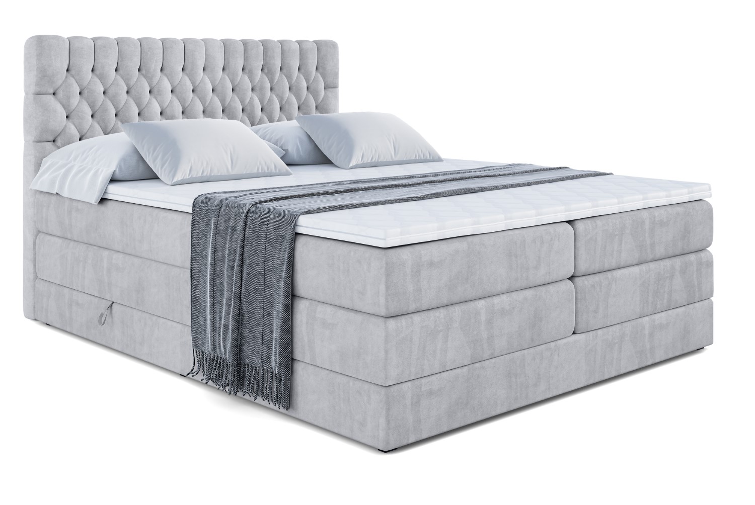 Boxspringbett SERENE KING 120x200 cm Hellgrau - Monolith 84