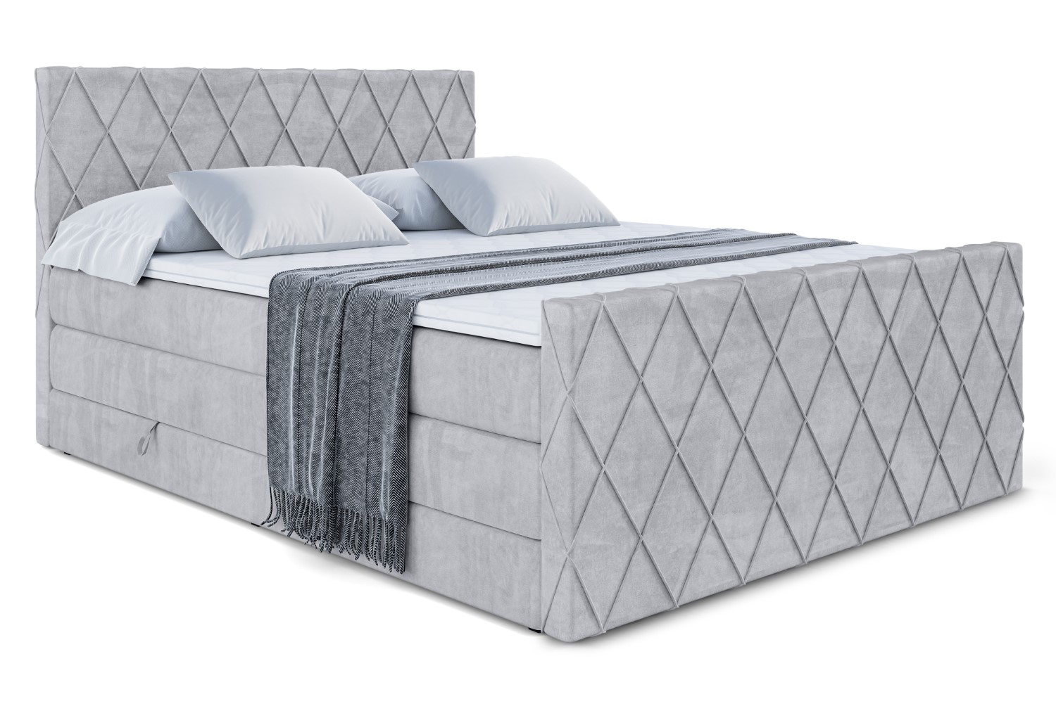Boxspringbett LEPARO-Z KING 140x200 cm Hellgrau - Monolith 84