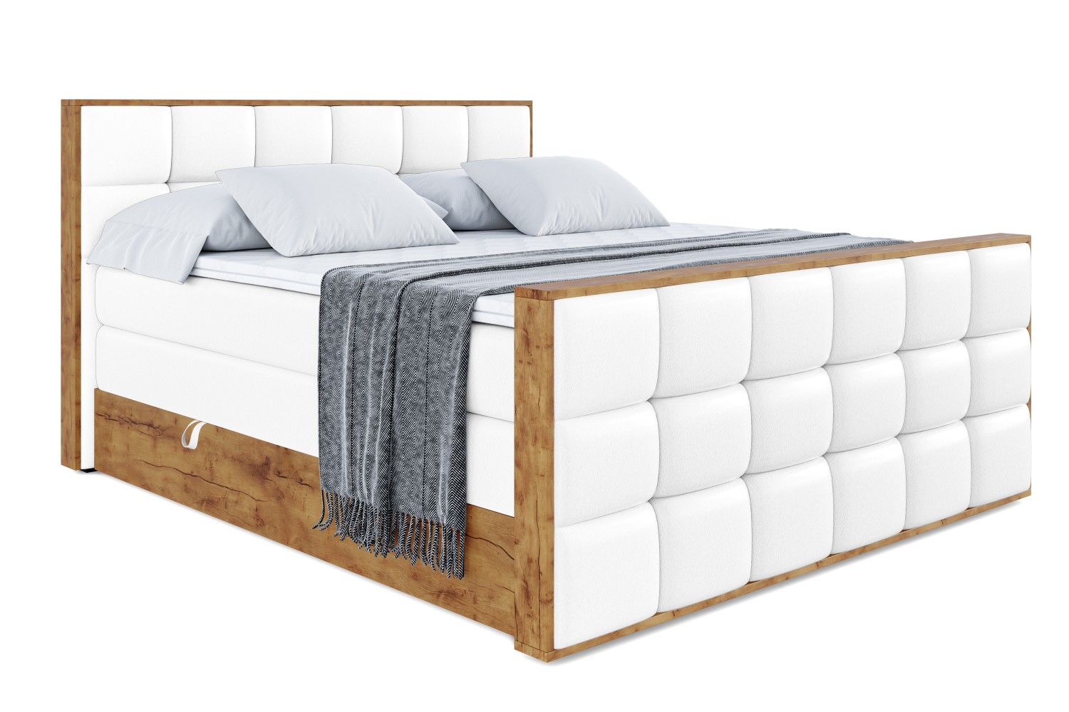 Boxspringbett LOLLI2-Z KING 140x200 cm Weiß - Soft 17