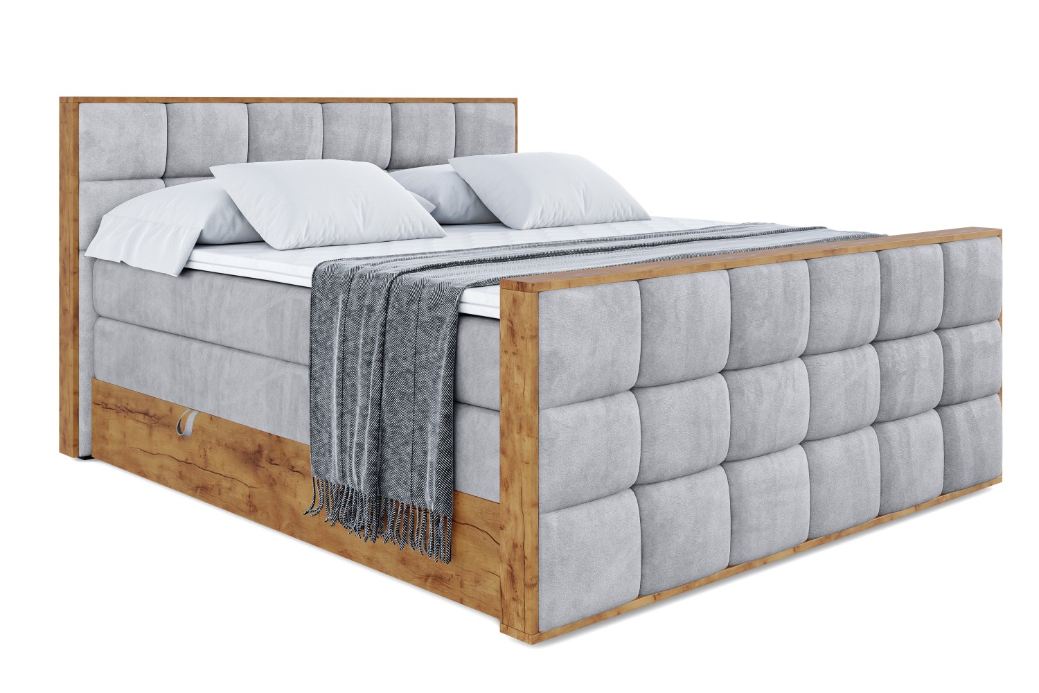Boxspringbett LOLLI2-Z KING 200x200 cm Hellgrau - Monolith 84
