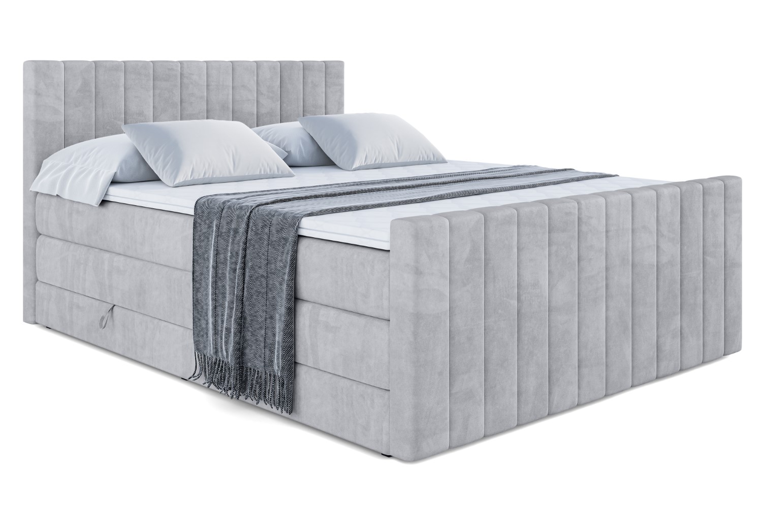 Boxspringbett EDITA-Z KING 140x200 cm Hellgrau - Monolith 84