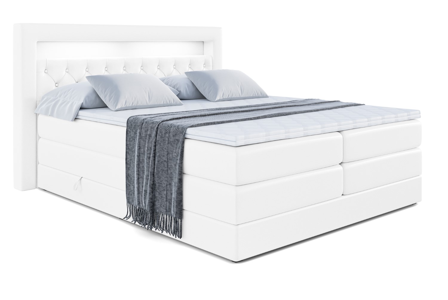 Boxspringbett NOEL GOLD KING 120x200 cm Weiß - Soft 17