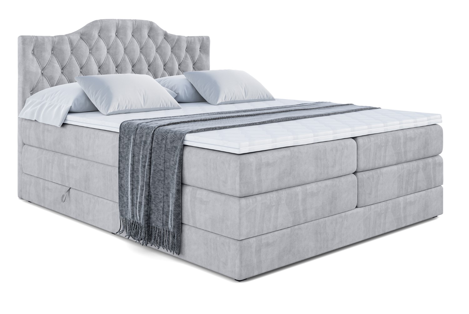 Boxspringbett VILA-1 KING 120x200 cm Hellgrau - Monolith 84