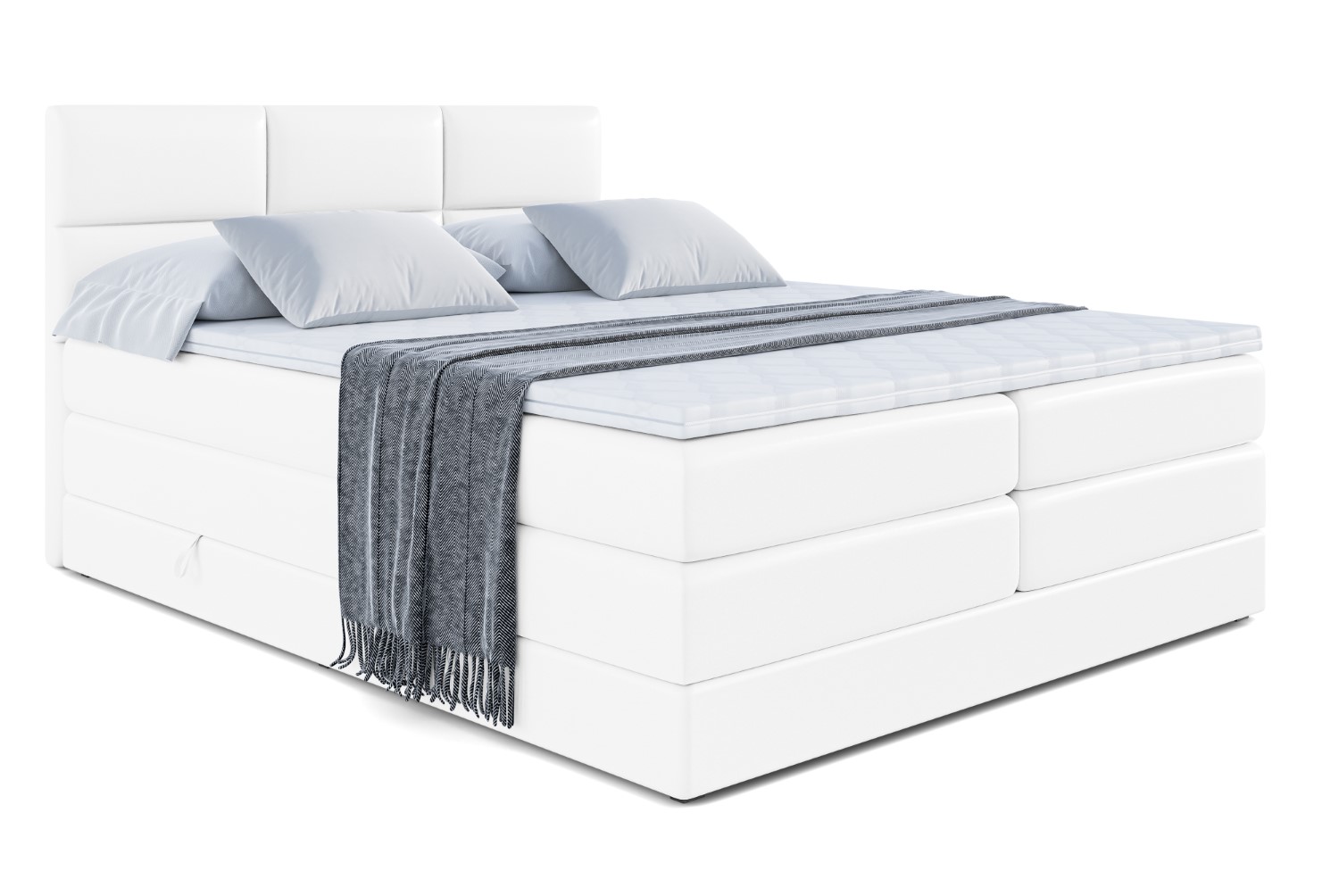 Boxspringbett OHIO KING 200x200 cm Weiß - Soft 17