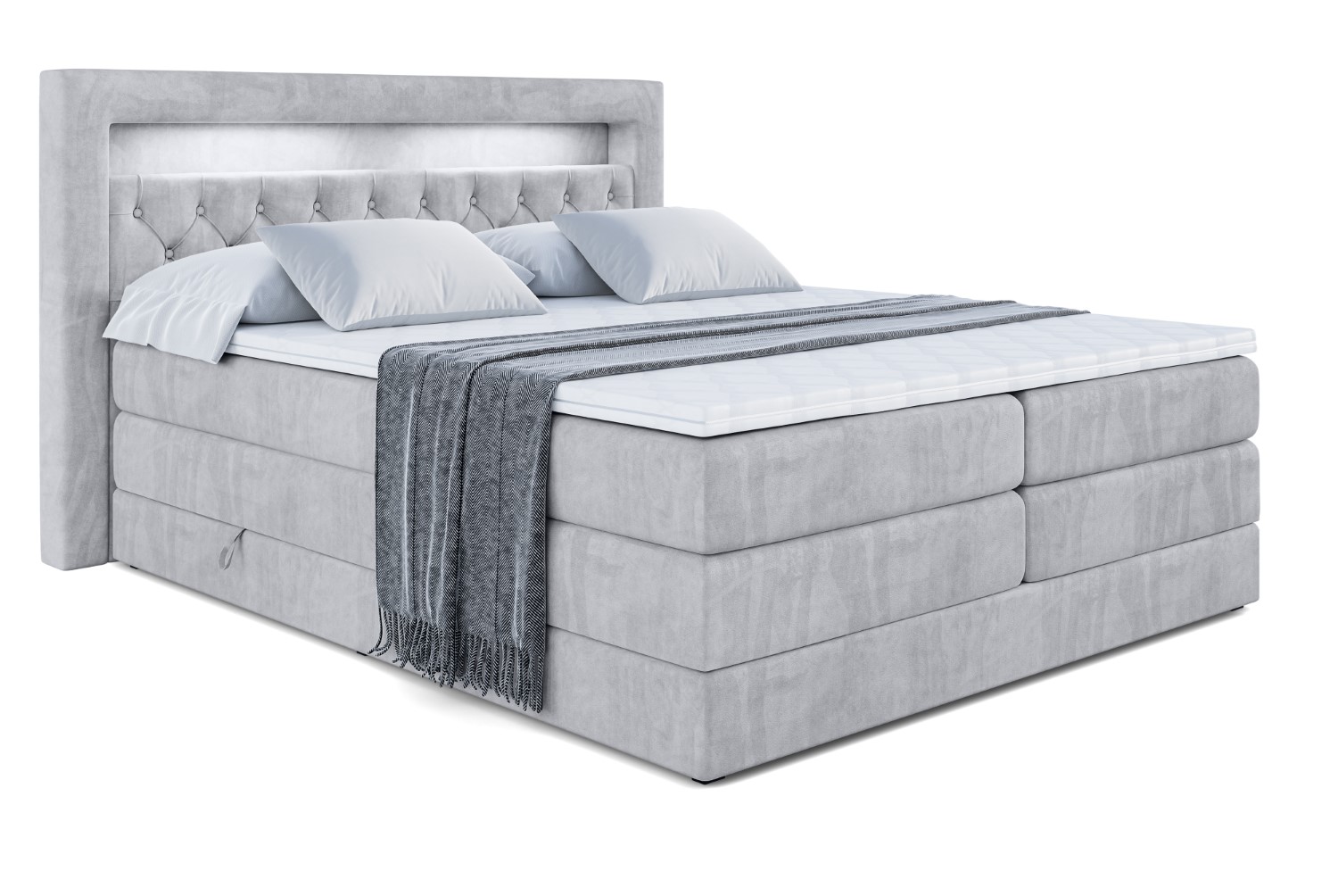 Boxspringbett NOEL GOLD KING 120x200 cm Hellgrau - Monolith 84