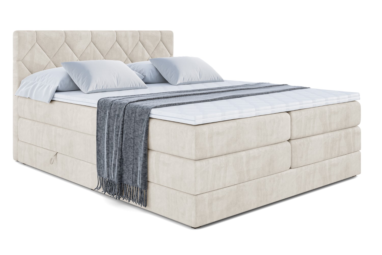 Boxspringbett CATOR KING 200x200 cm Beige - Casablanca 2301