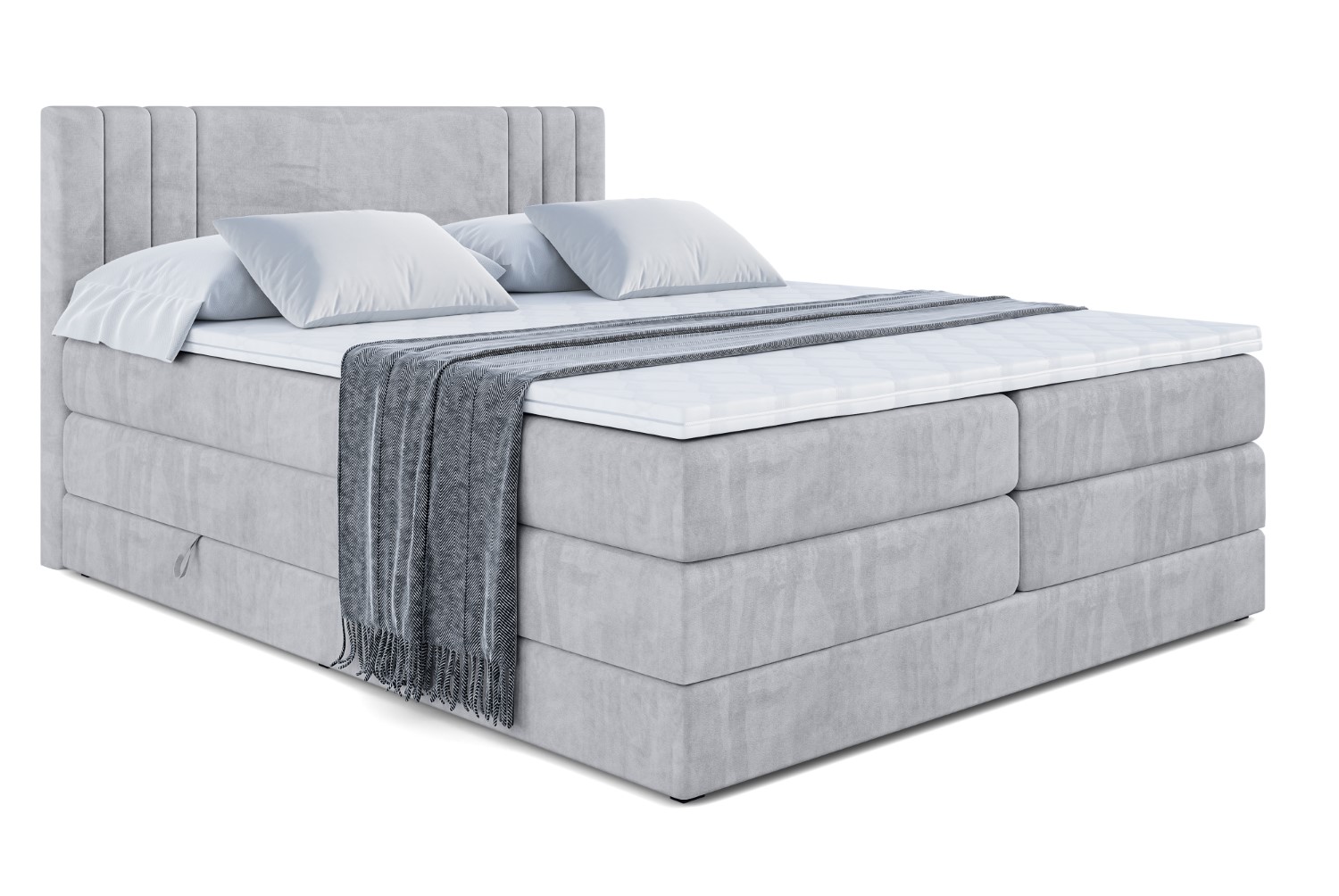 Boxspringbett IDRIKO KING 120x200 cm Hellgrau - Monolith 84