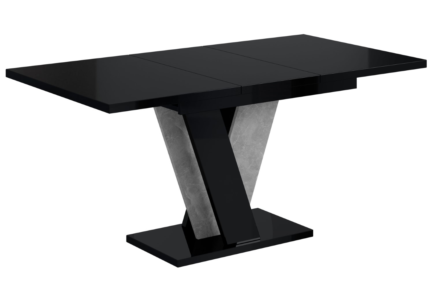 Esstisch INEY Hochglanz Schwarz / Betonoptik