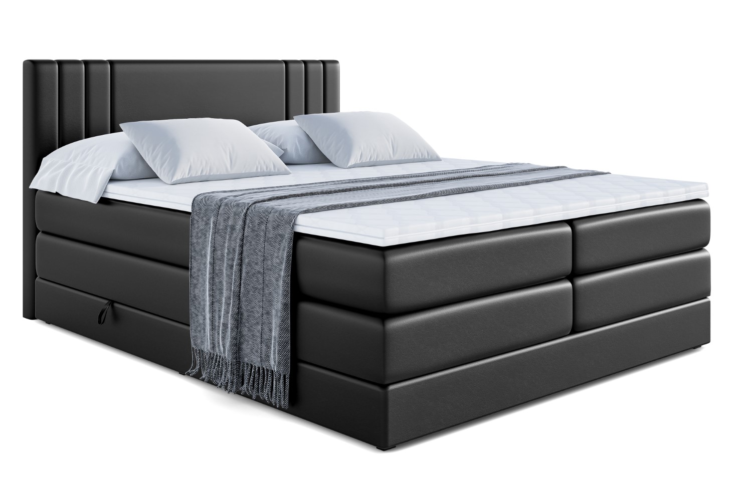 Boxspringbett IDRIKO KING 120x200 cm Schwarz - Soft 11