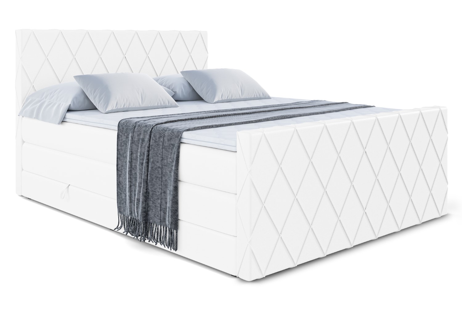 Boxspringbett LEPARO-Z KING 120x200 cm Weiß - Soft 17