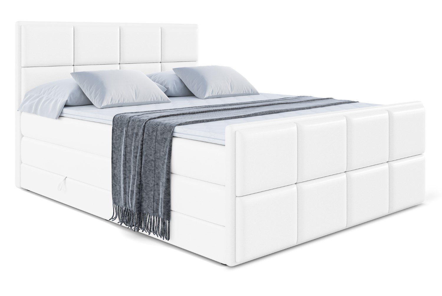 Boxspringbett NOVA-Z KING 200x200 cm Weiß - Soft 17