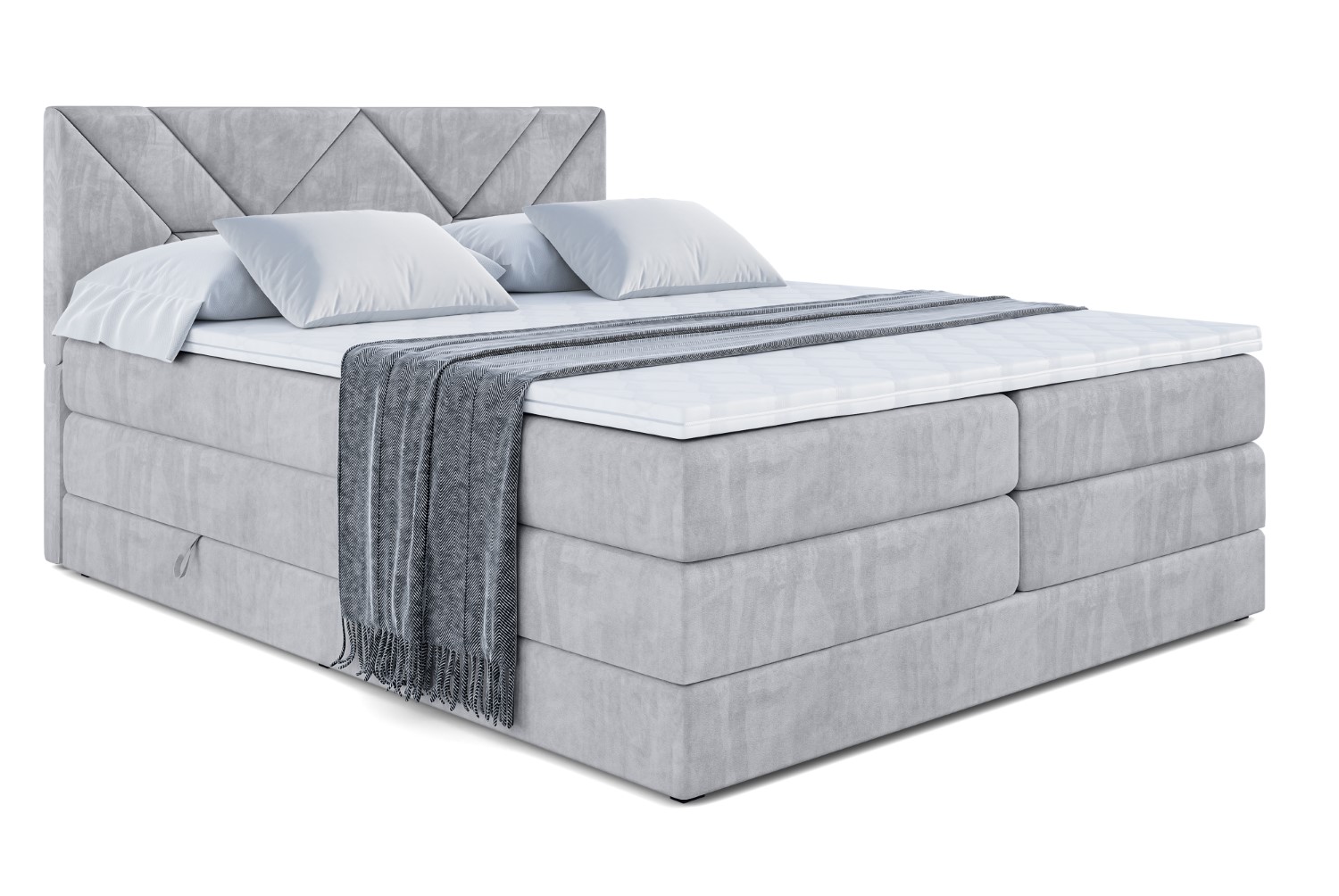 Boxspringbett BARWA KING 140x200 cm Hellgrau - Monolith 84