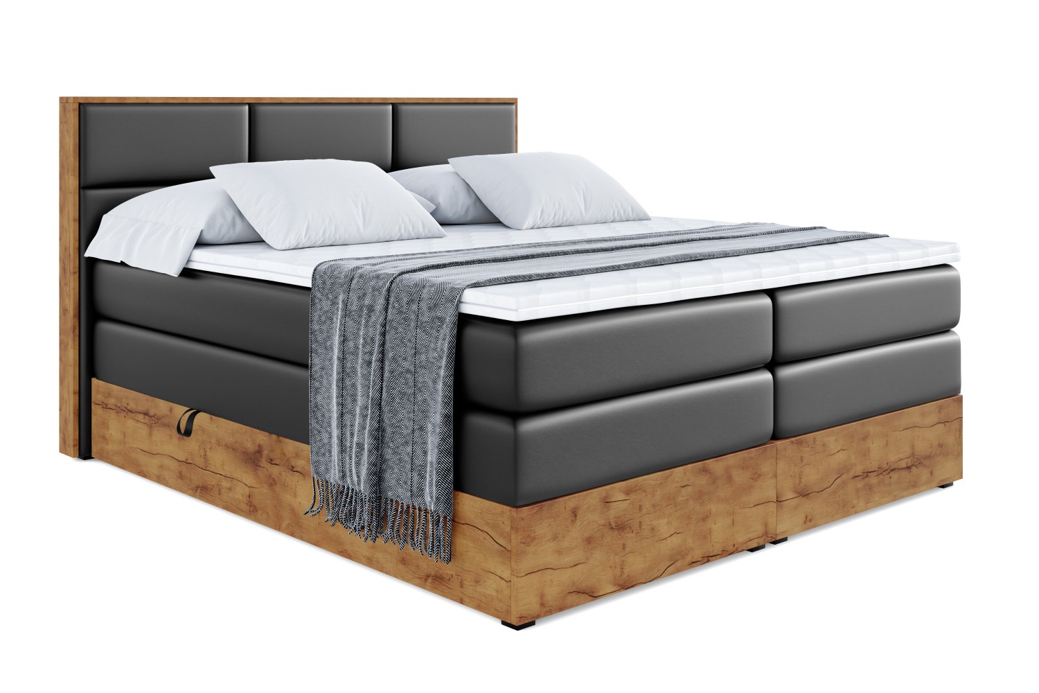 Boxspringbett LOLLI1 KING 120x200 cm Schwarz - Soft 11
