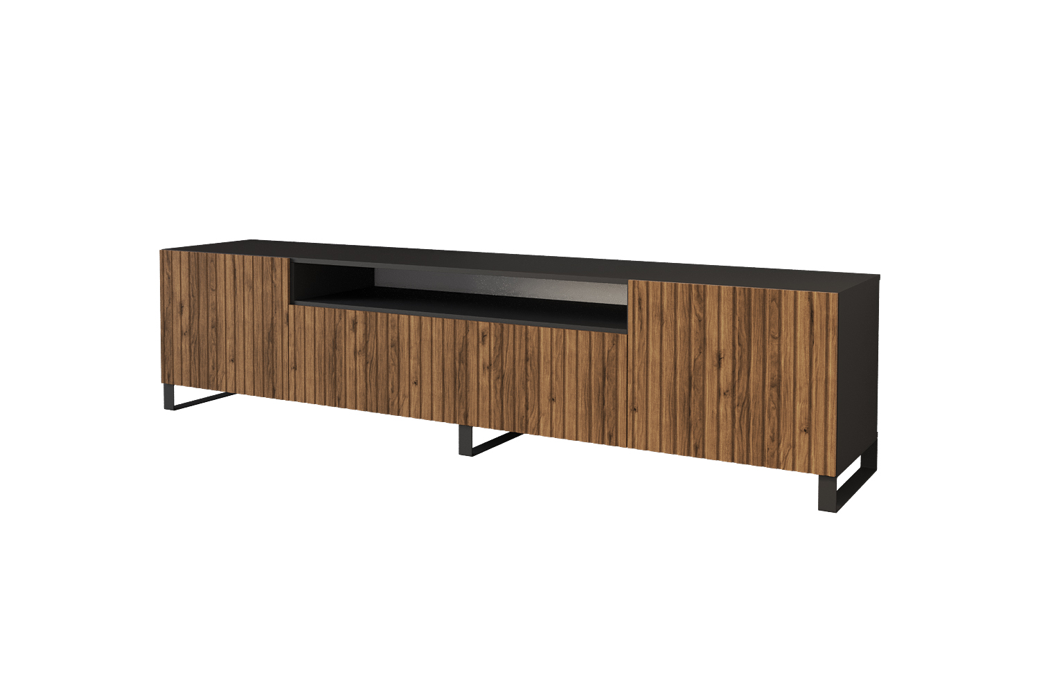 Lowboard KITO offen 200 cm Schwarz und Katania