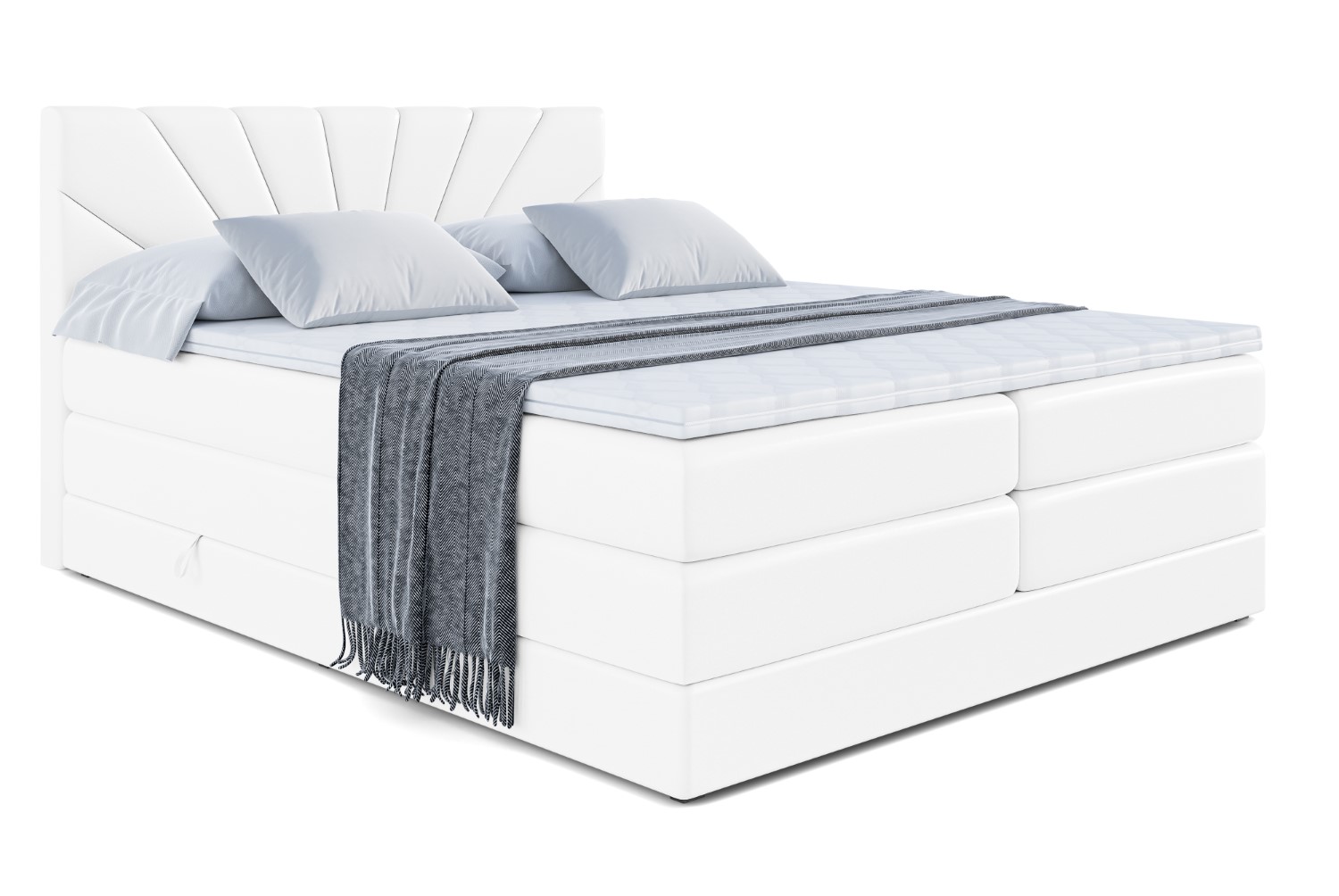Boxspringbett MILTIO KING 180x200 cm Weiß - Soft 17