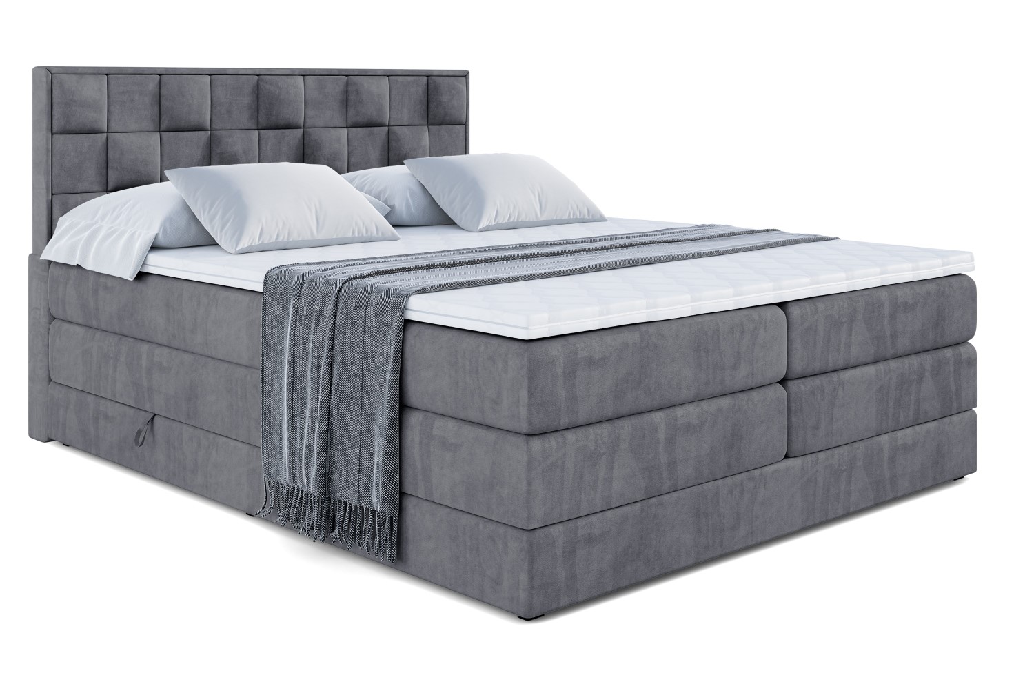 Boxspringbett ZAFIRA-BZ KING 140x200 cm Dunkelgrau - Casablanca 2315