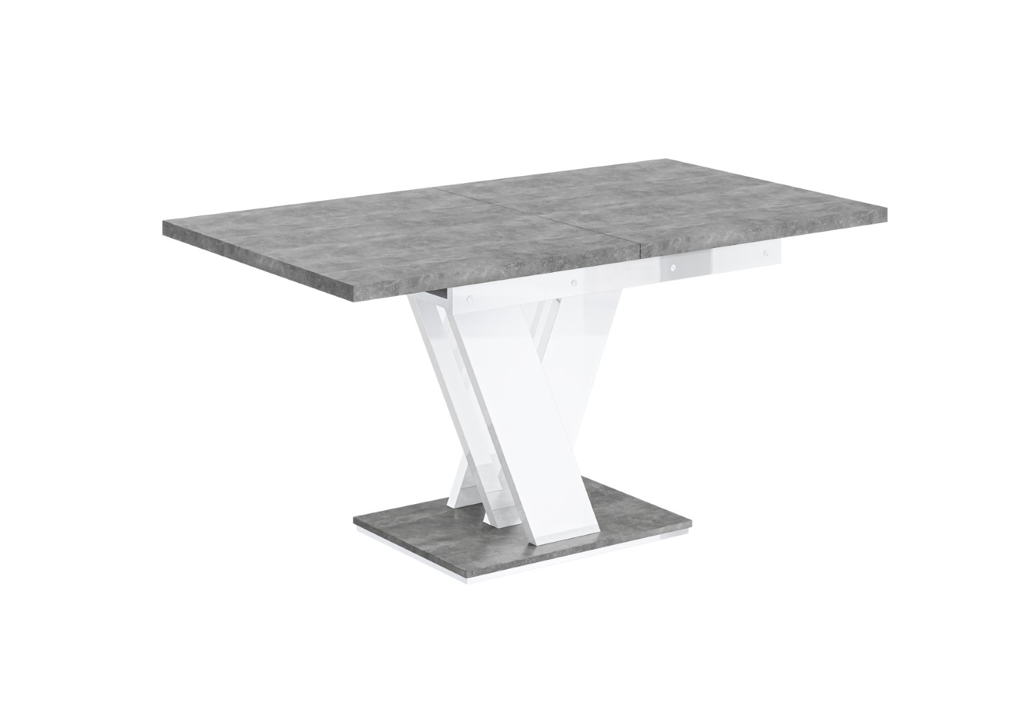 Esstisch ASIV Betonoptik / Hochglanz Weiß