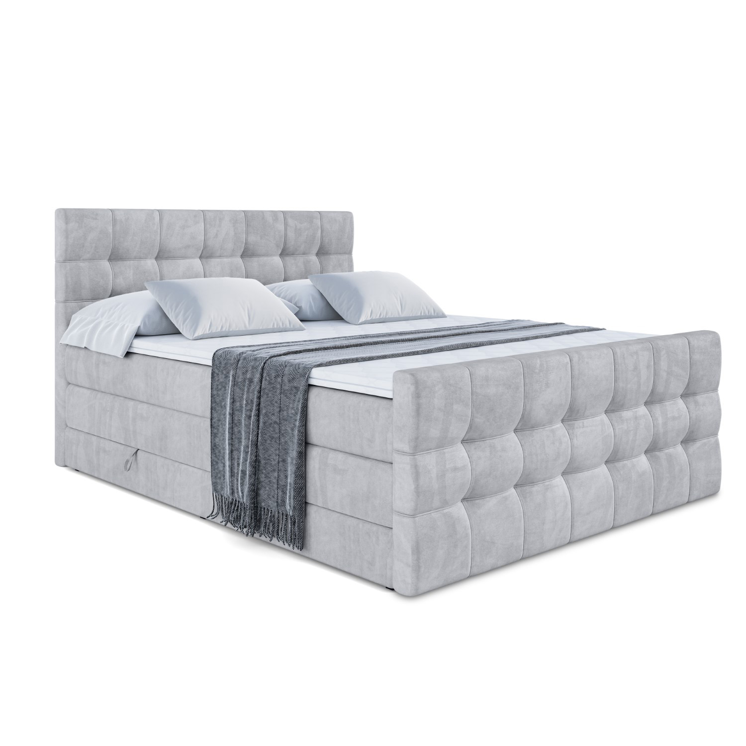 Boxspringbett BERO-Z KING 140x200 cm Hellgrau - Monolith 84