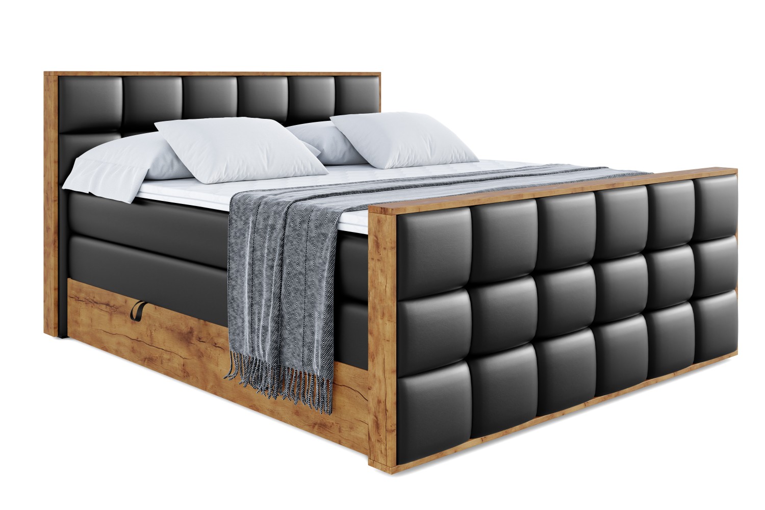 Boxspringbett LOLLI2-Z KING 140x200 cm Schwarz - Soft 11