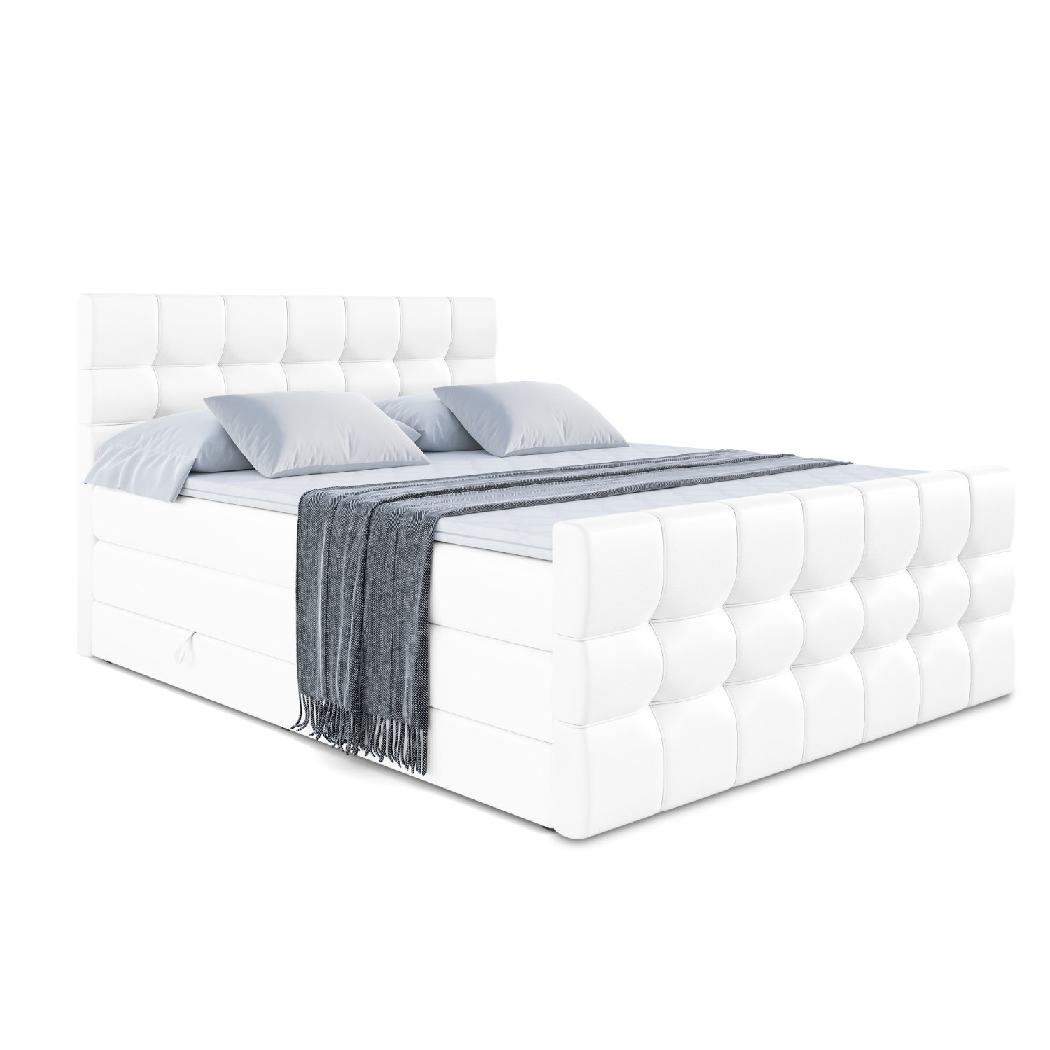 Boxspringbett BERO-Z KING 200x200 cm Weiß - Soft 17