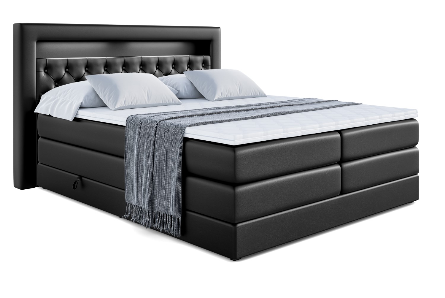 Boxspringbett NOEL GOLD KING 120x200 cm Schwarz - Soft 11