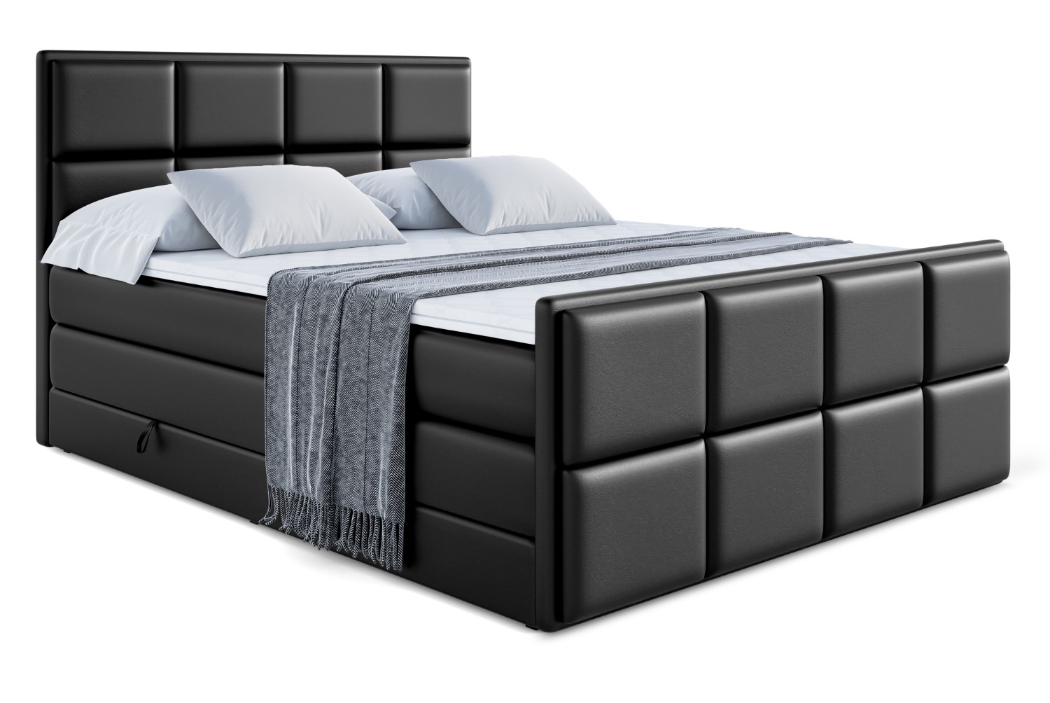 Boxspringbett NOVA-Z KING 200x200 cm Schwarz - Soft 11
