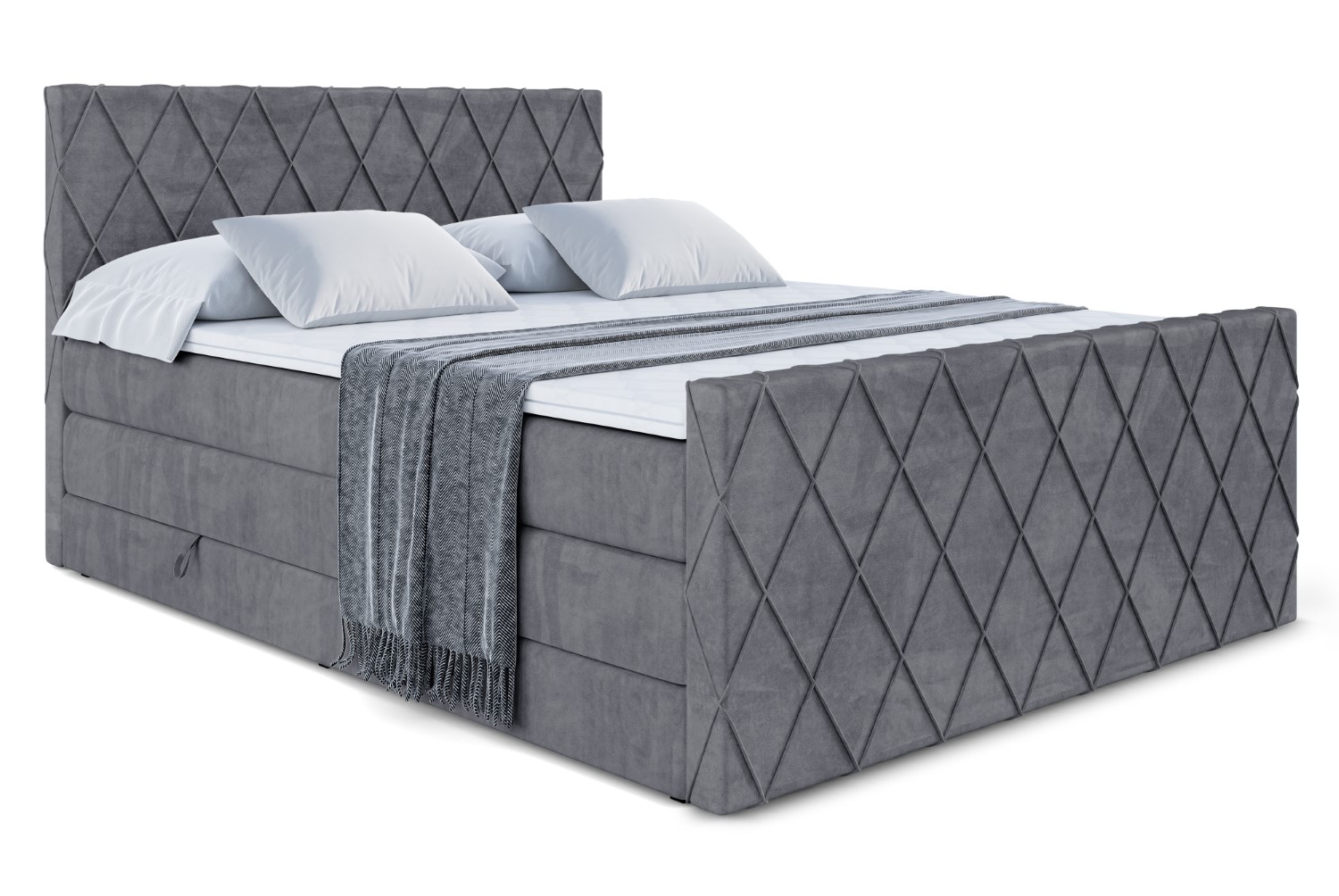 Boxspringbett LEPARO-Z KING 200x200 cm Dunkelgrau - Casablanca 2315