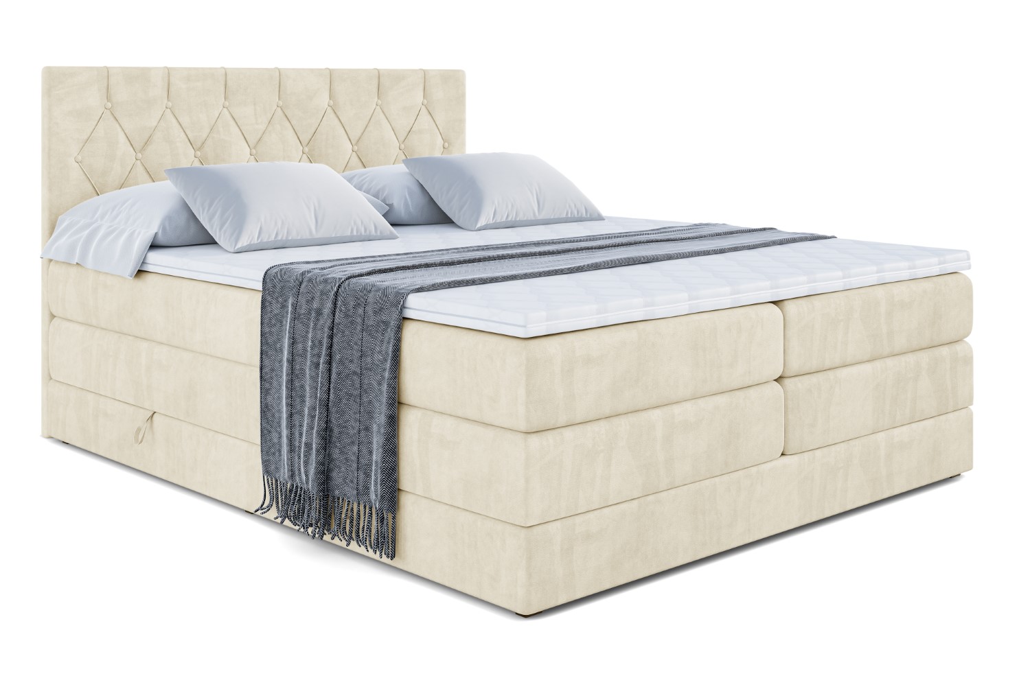 Boxspringbett VELANTO-BZ KING 120x200 cm Beige - Monolith 4