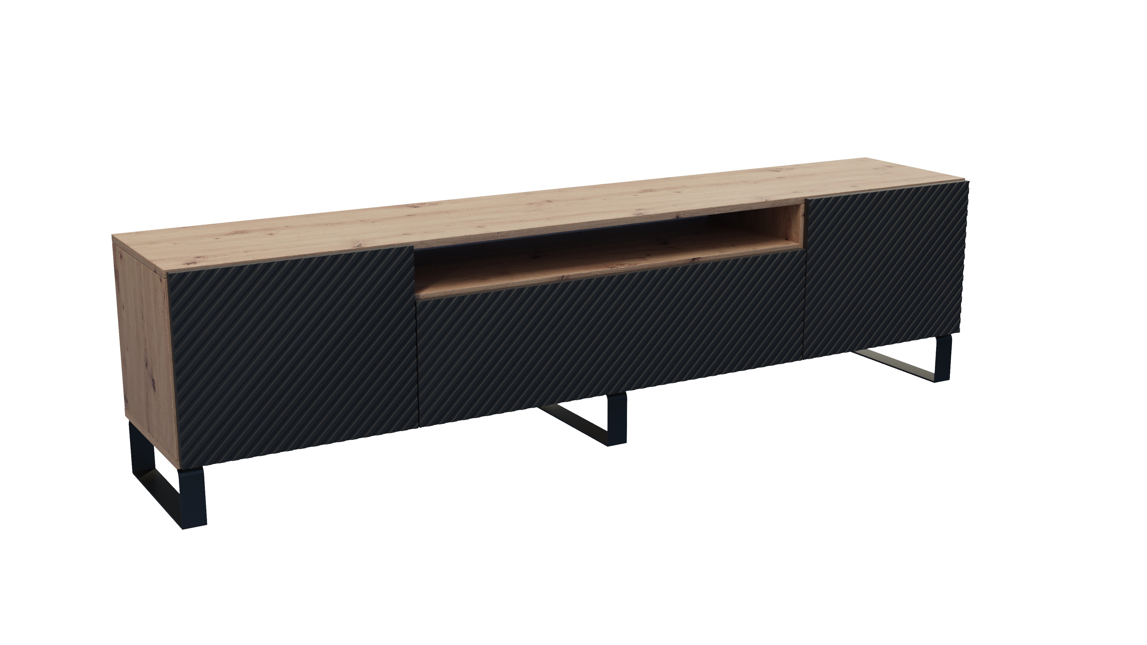 Lowboard NADO 200 cm Artisan und Schwarz