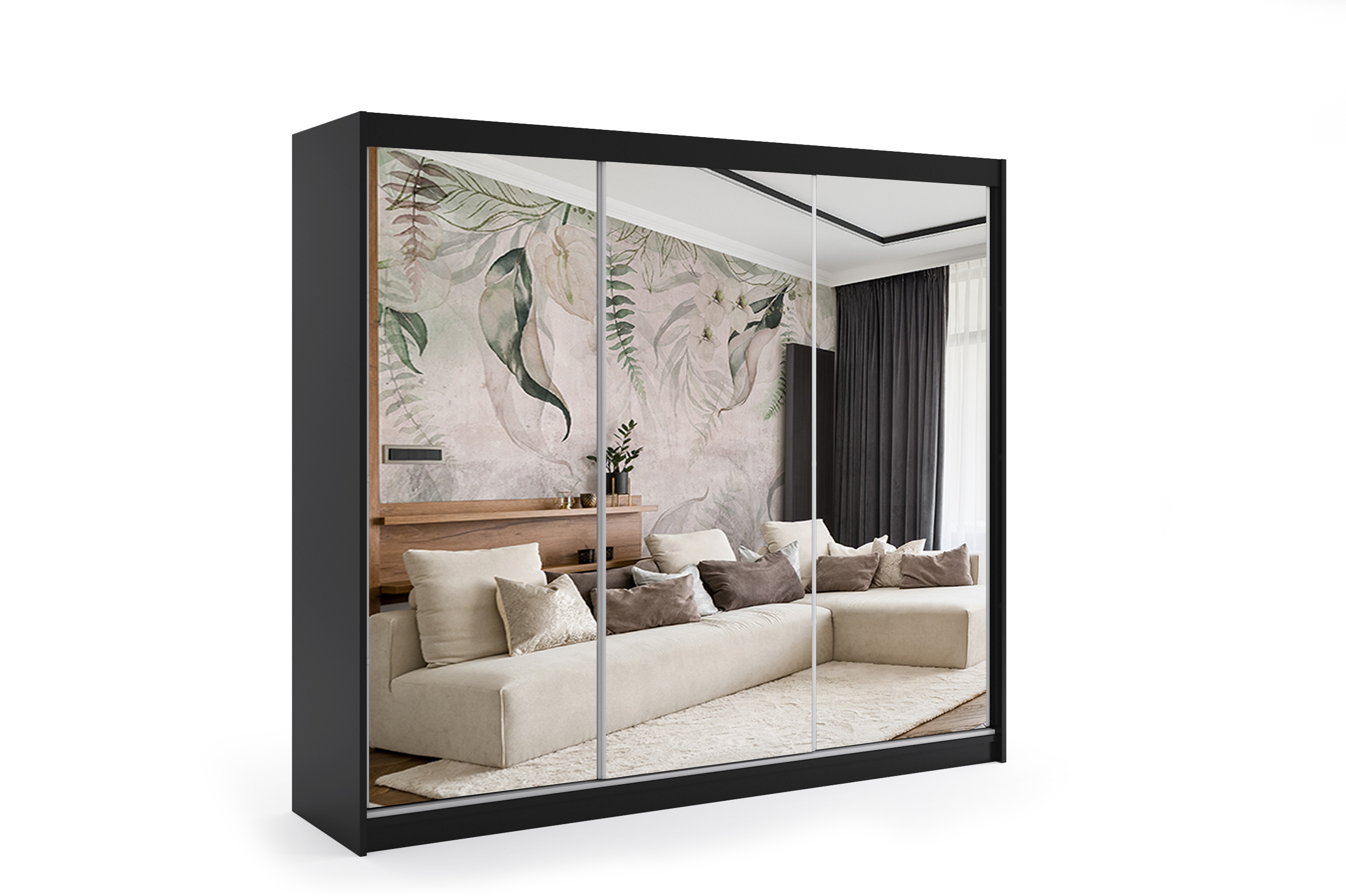 Schiebetürenschränke DEBI 180 cm x 61 cm x 216 cm Schwarz