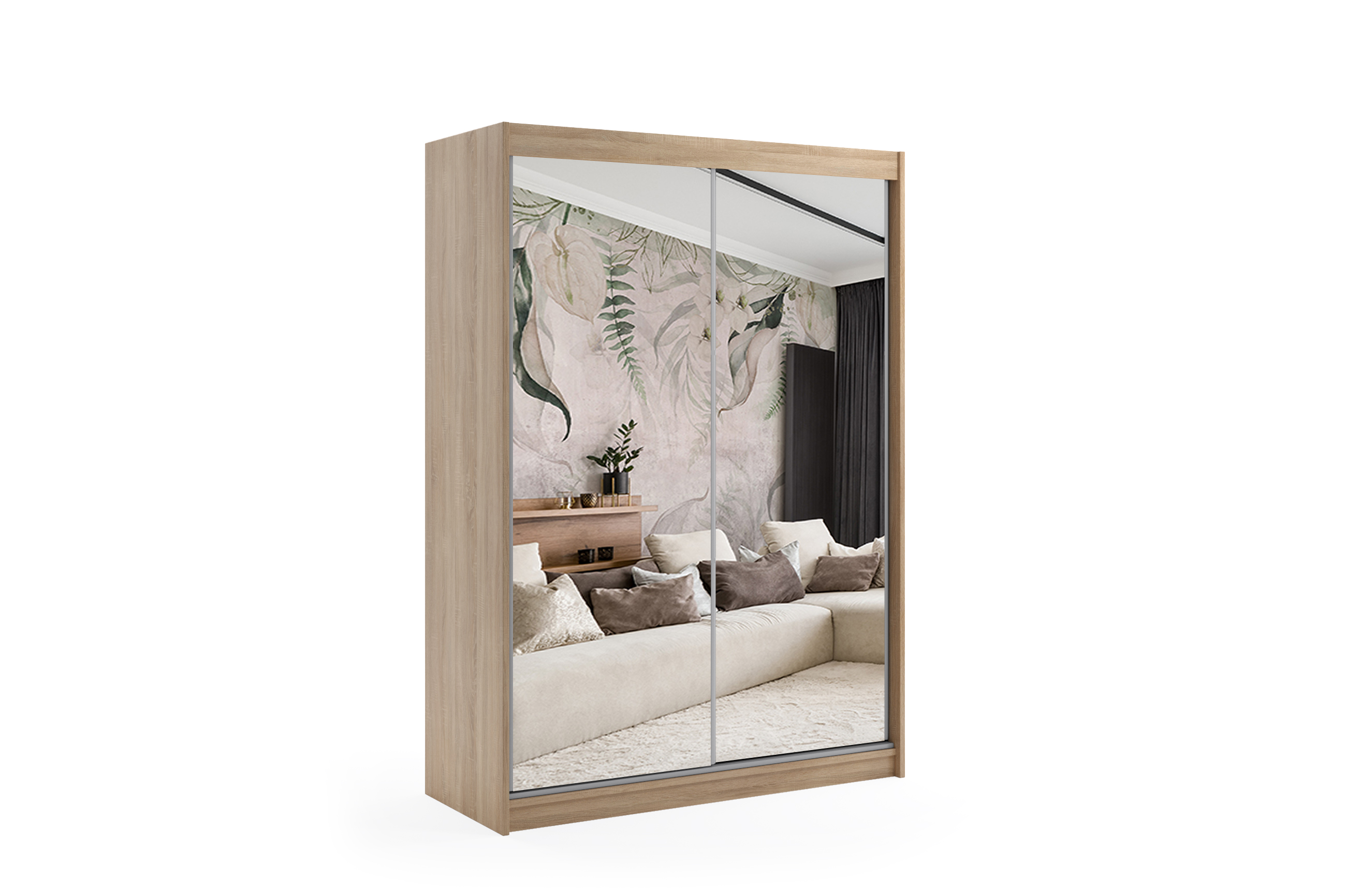 Schiebetürenschränke DEBI 120 cm x 61 cm x 216 cm Sonoma