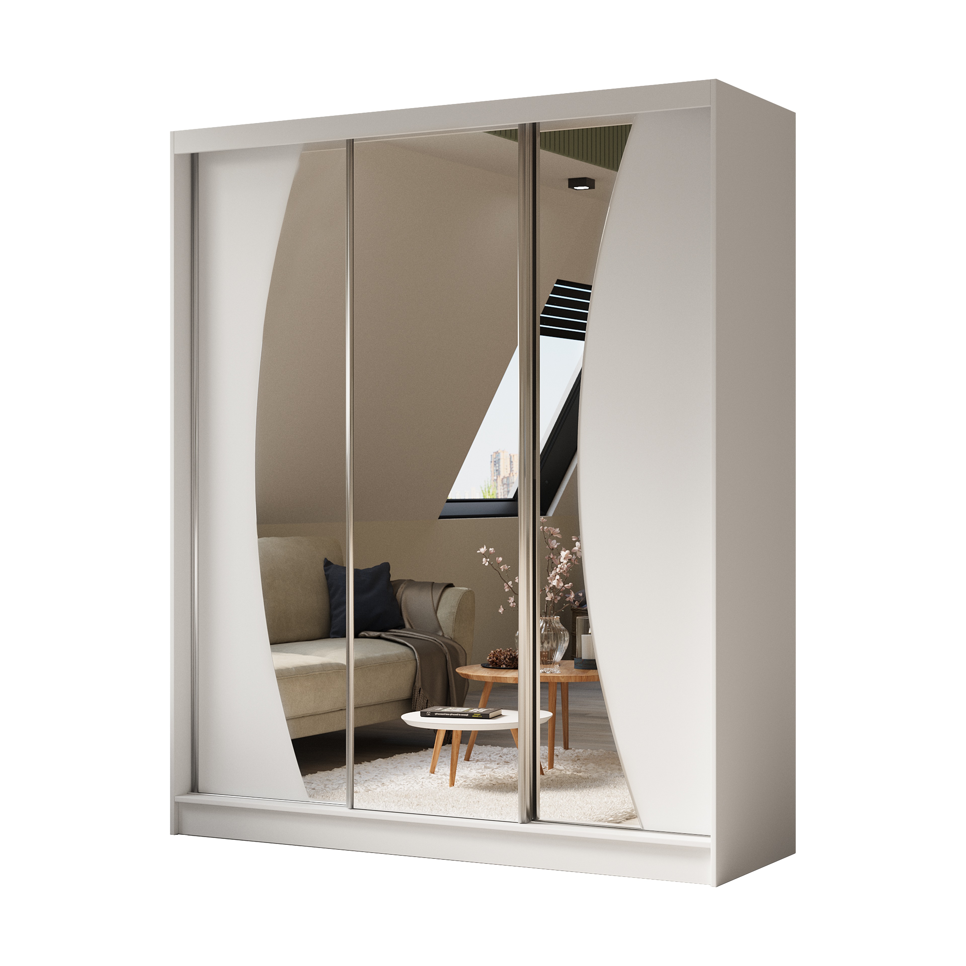 Schiebetürenschränke VOXI 180 cm x 61 cm x 216 cm Weiß