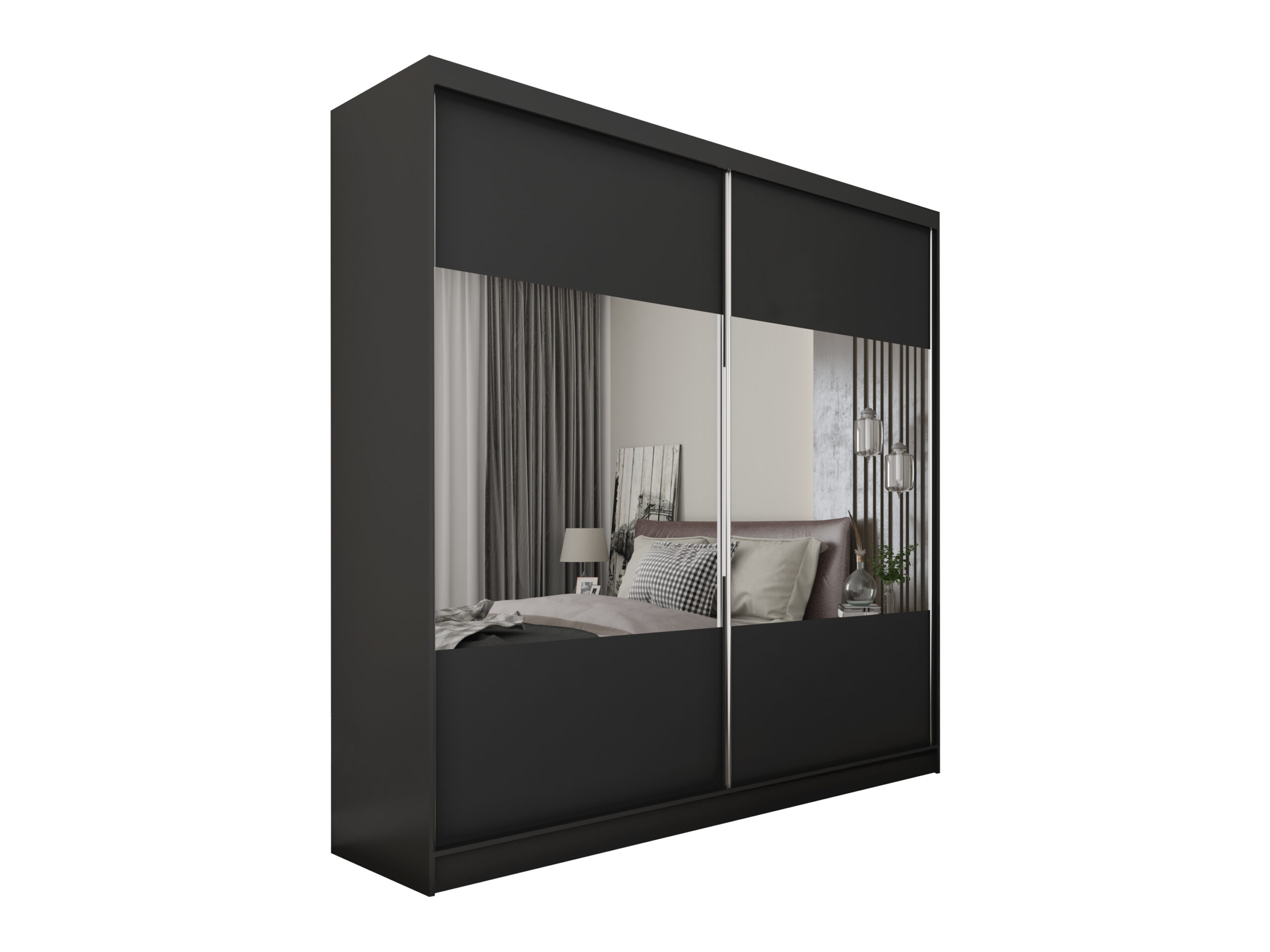 Schiebetürenschränke CELI 200 cm x 61 cm x 216 cm Schwarz