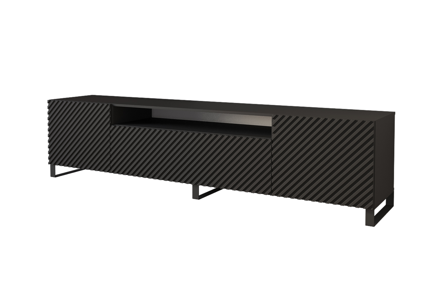 Lowboard ZENO offen 200 cm Schwarz