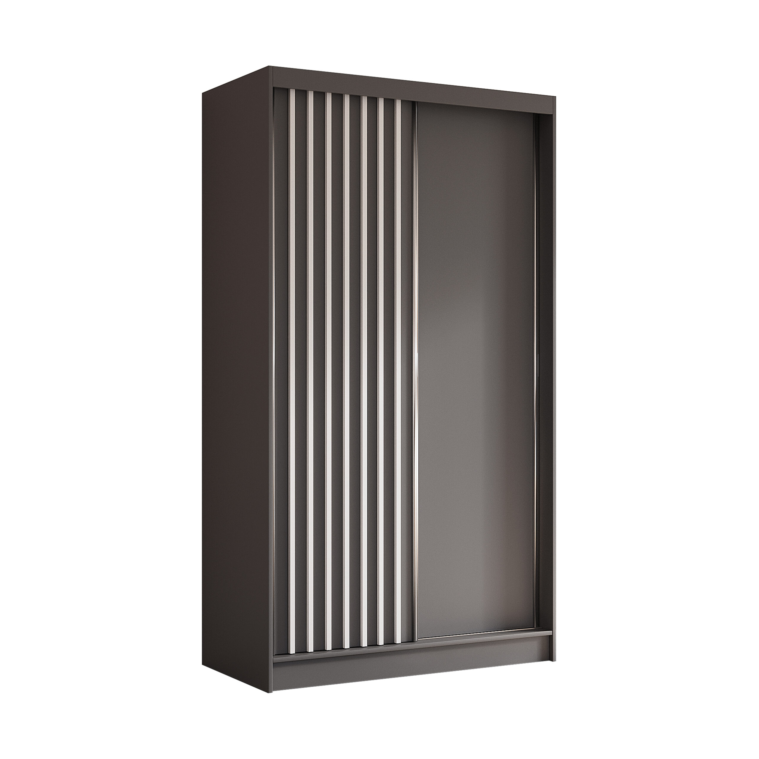 Schiebetürenschränke LABELLO 120 cm x 61 cm x 216 cm Grau + Grau + Weiß