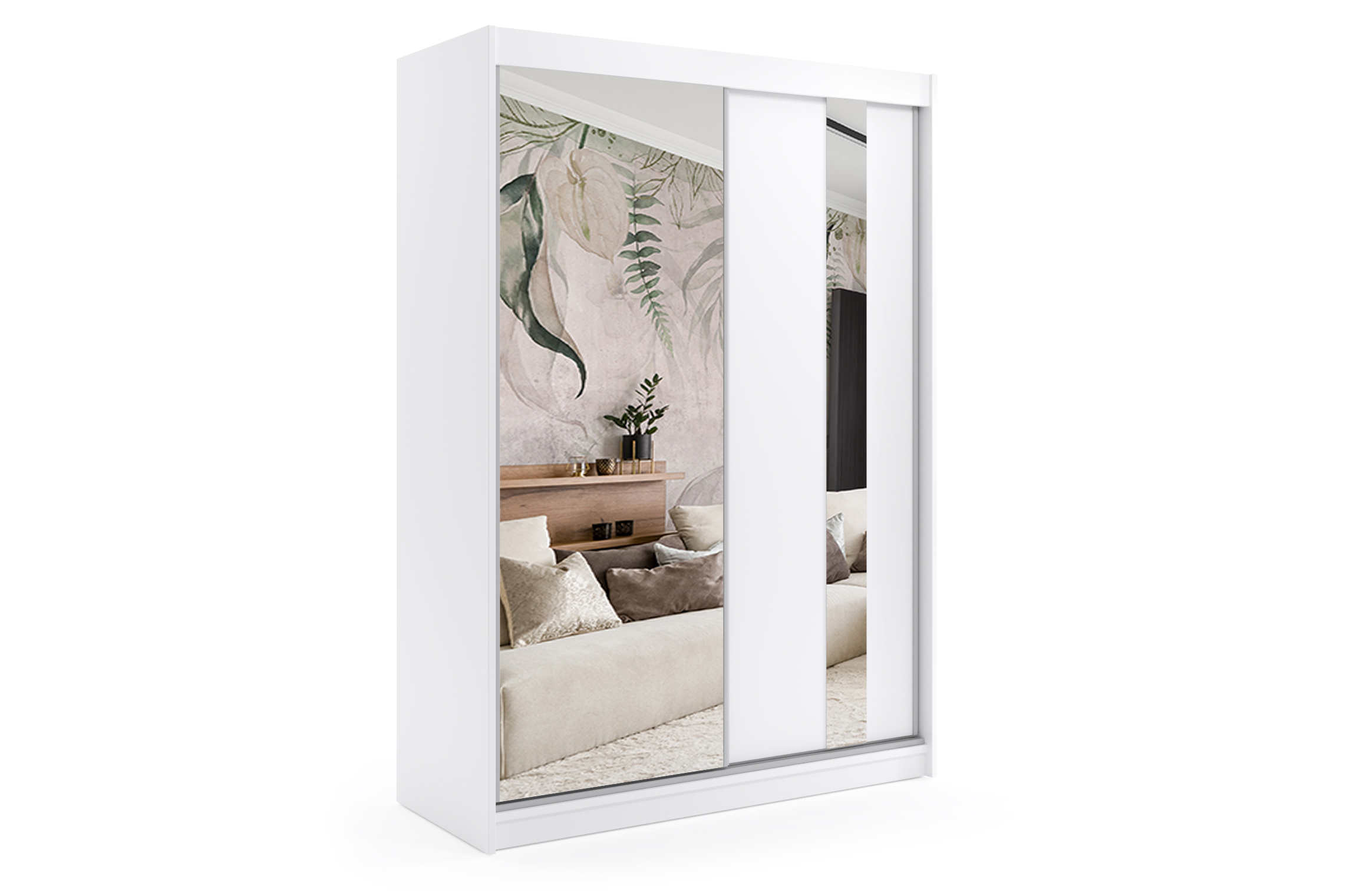 Schiebetürenschränke GRACE 150 cm x 61 cm x 216 cm Weiß