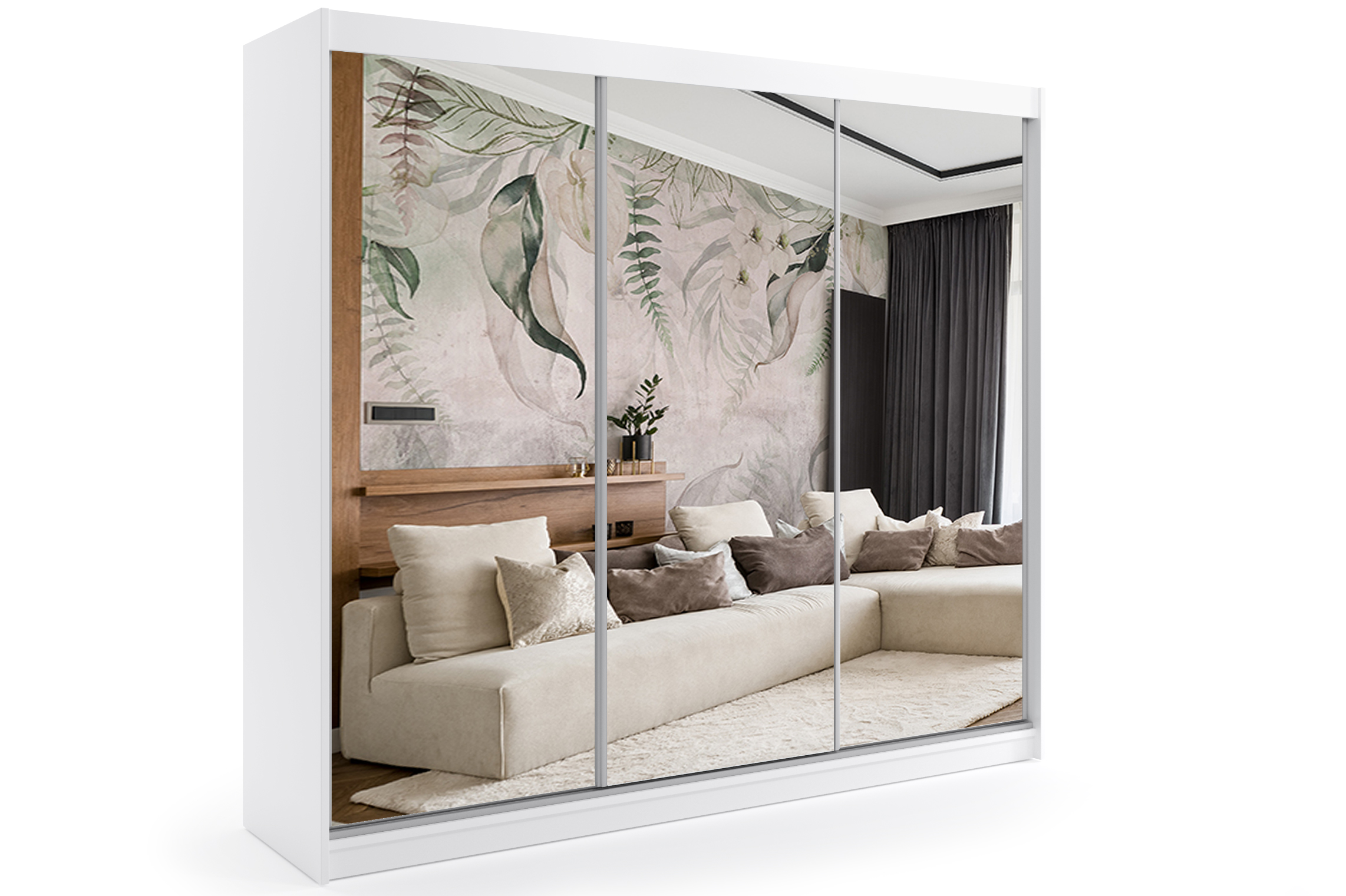 Schiebetürenschränke DEBI 240 cm x 61 cm x 216 cm Weiß