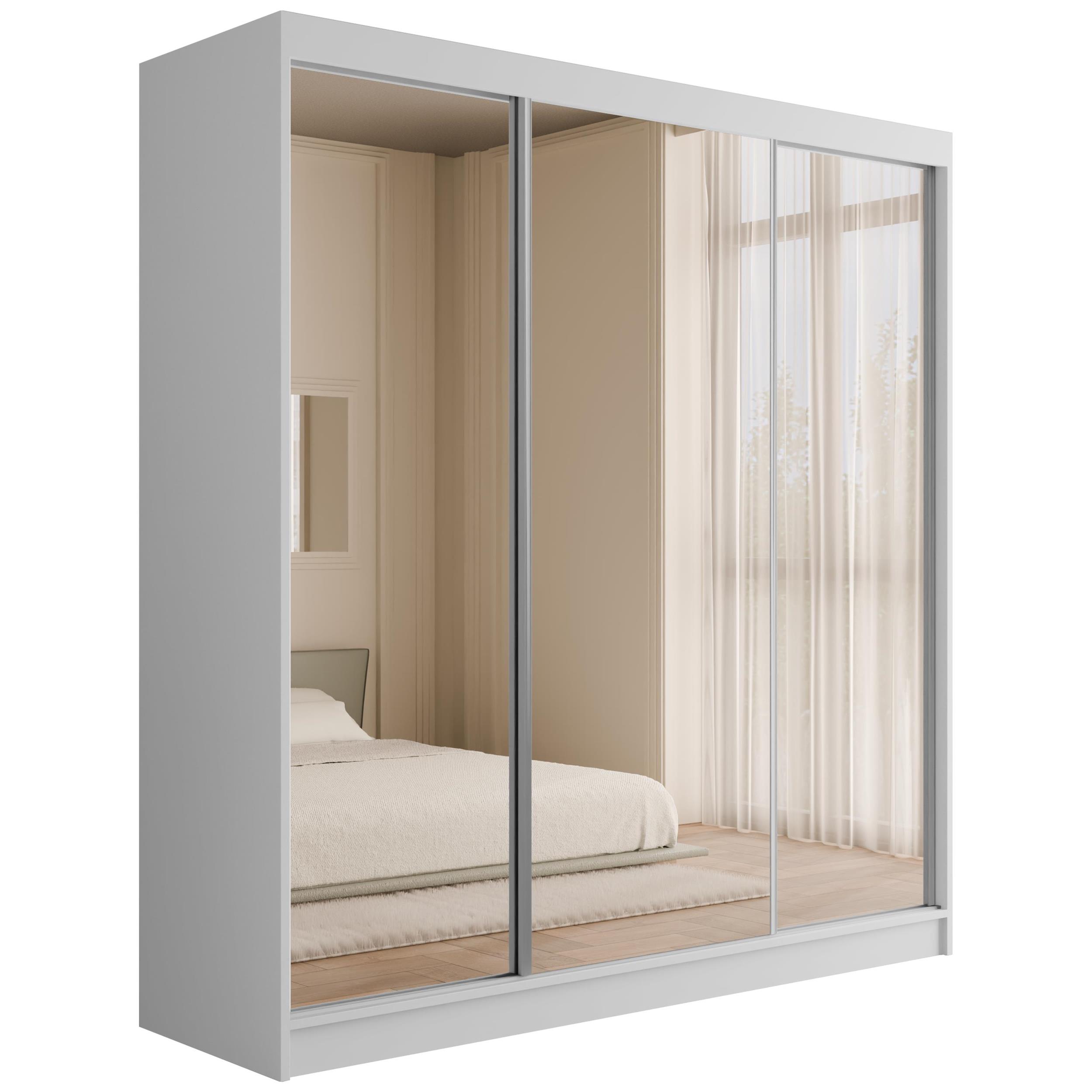 Schiebetürenschränke V2-URBANO 200 cm x 61 cm x 215 cm Weiß