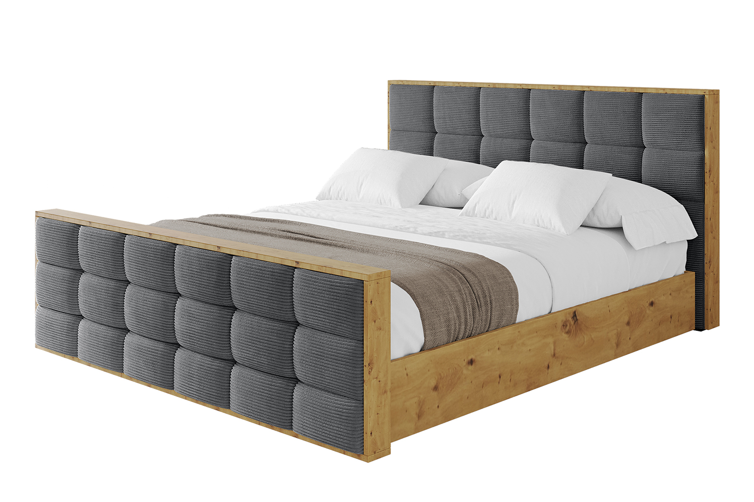 Polsterbett ENZO2-Z 120x200 cm Dunkelgrau - Poso 115