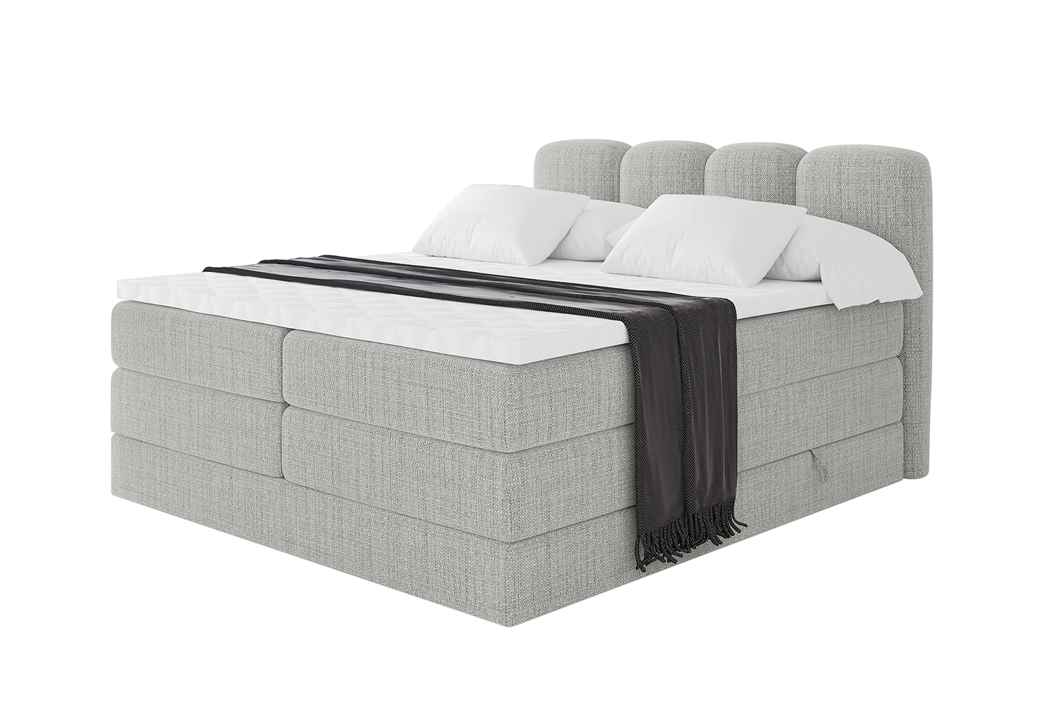 Boxspringbett NINA KING 120x200 cm Hellgrau - Aragon 80