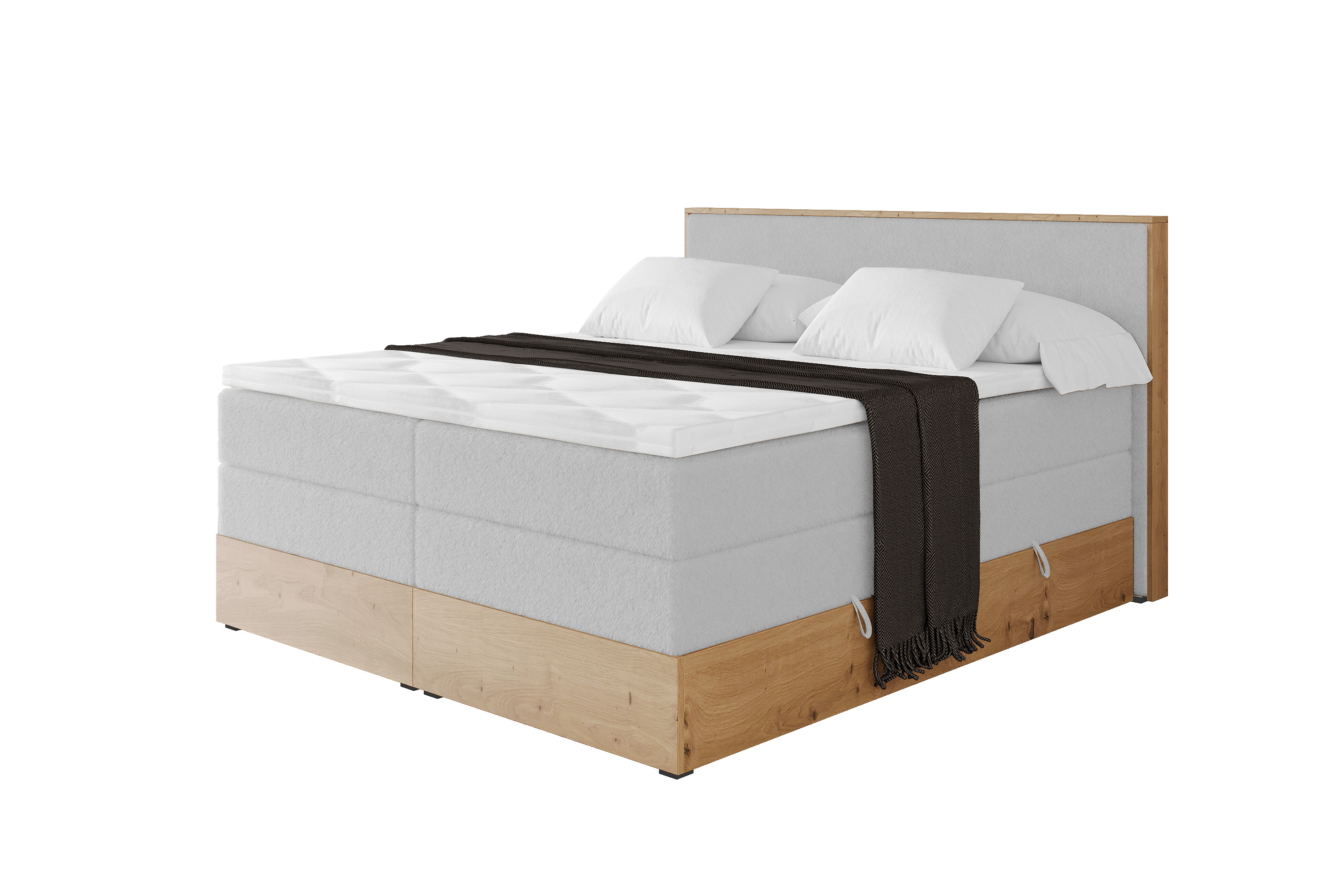 Boxspringbett LOLLI9-KING 120x200 cm Hellgrau - Lapitt 03