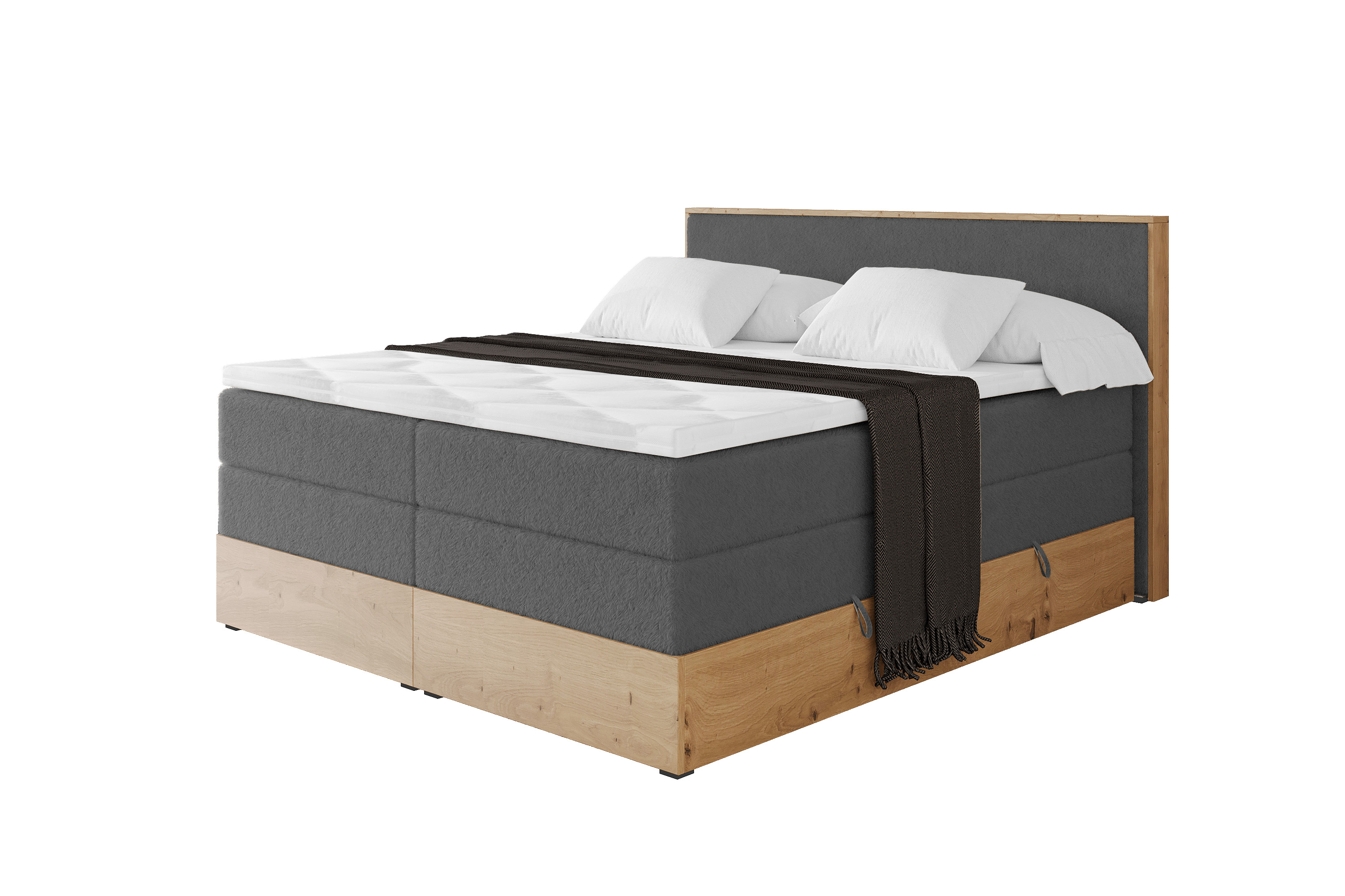 Boxspringbett LOLLI9-KING 120x200 cm Grafitgrau - Lapitt 16