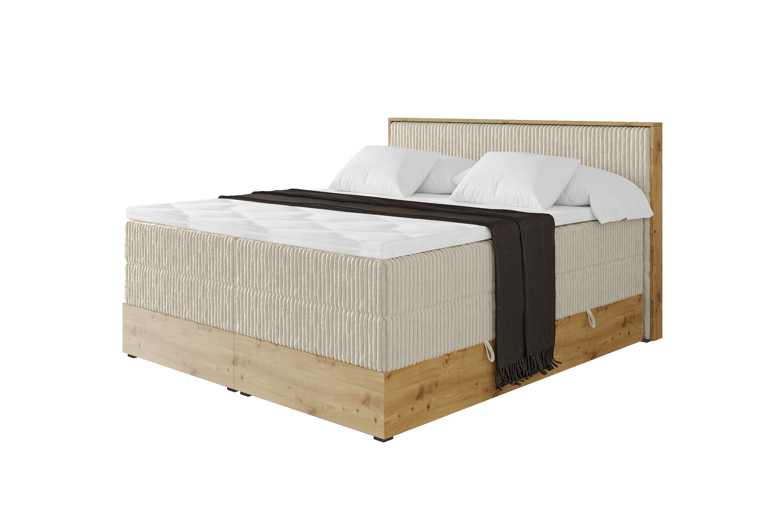 Boxspringbett LOLLI9-KING 200x200 cm Creme - Tilia 03