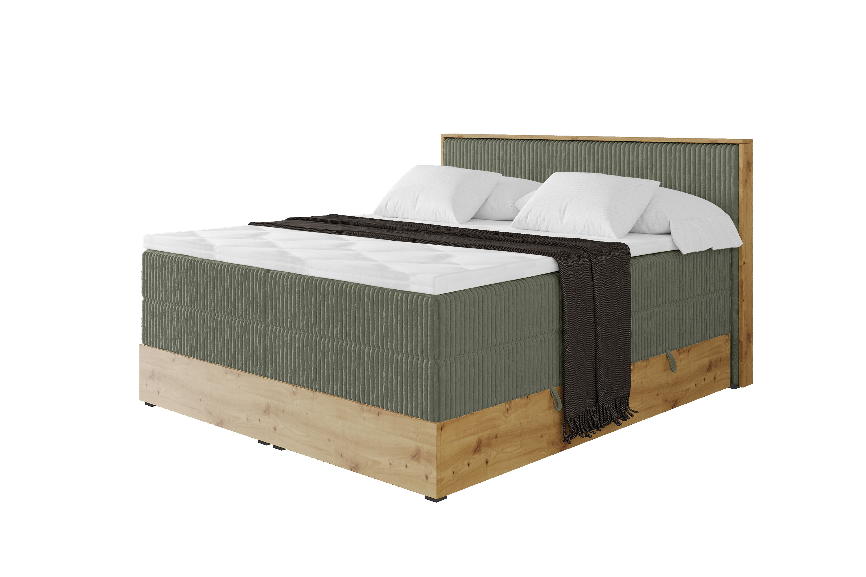 Boxspringbett LOLLI9-KING 160x200 cm Olivgrün - Tilia 37