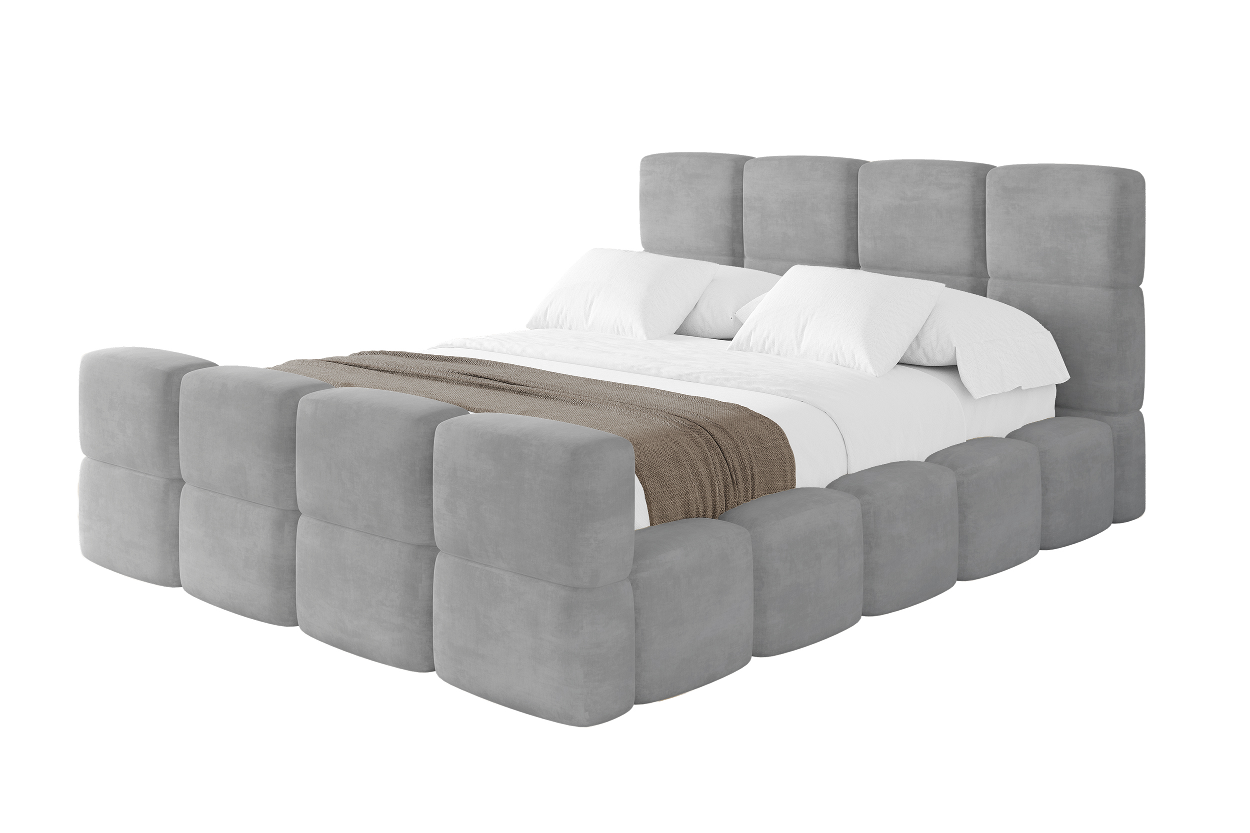 Polsterbett NATA-Z 140x200 cm Hellgrau - Monolith 84
