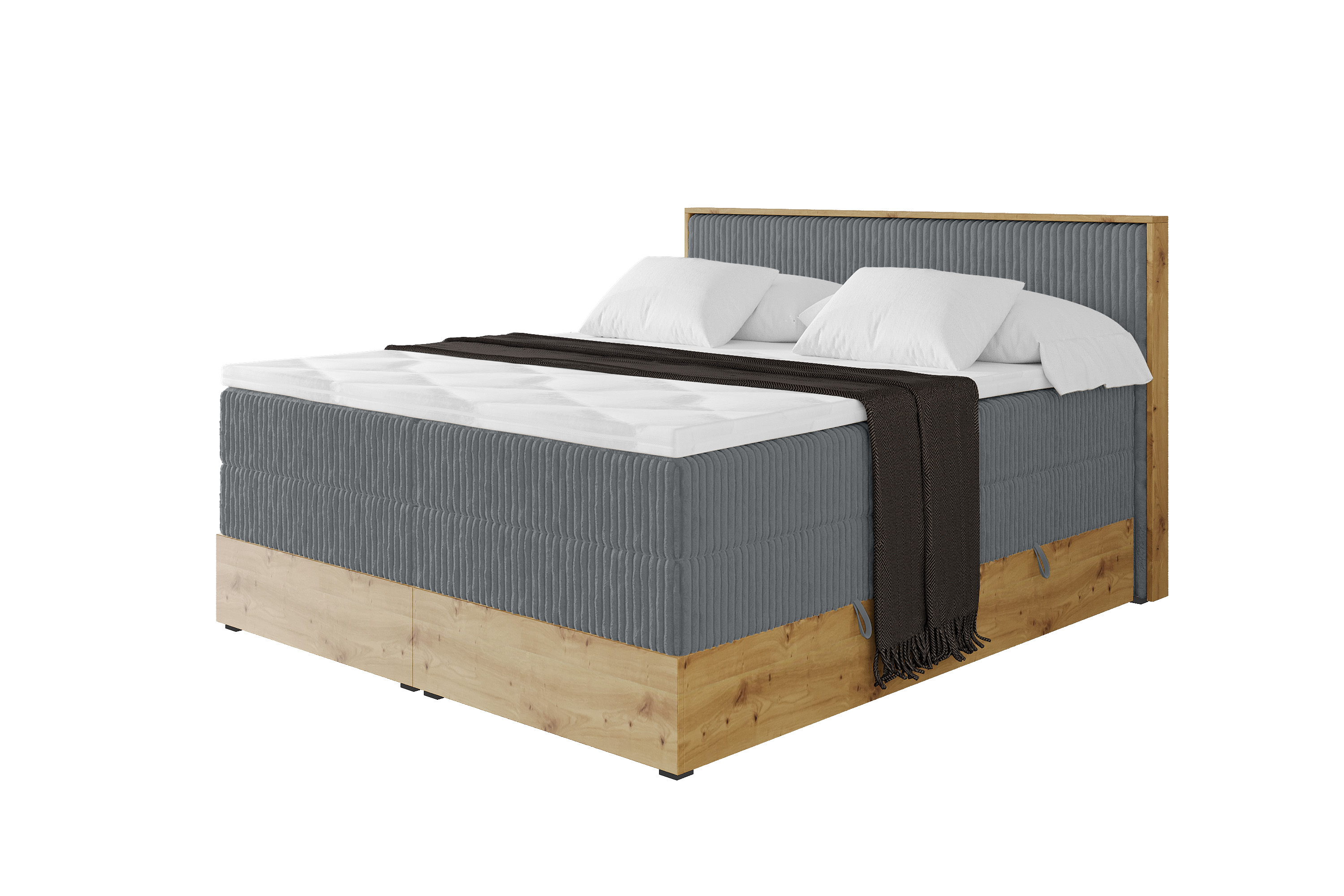 Boxspringbett LOLLI9-KING 160x200 cm Dunkelgrau - Tilia 90