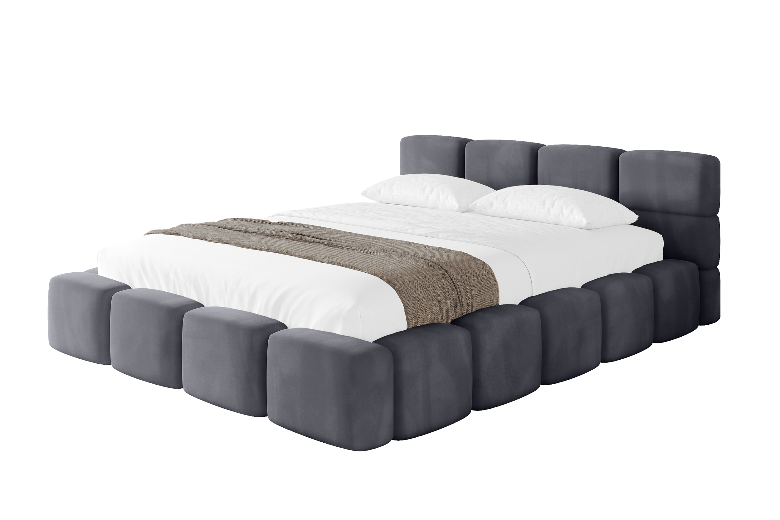 Polsterbett NATA-v1 140x200 cm Dunkelgrau - Casablanca 2315
